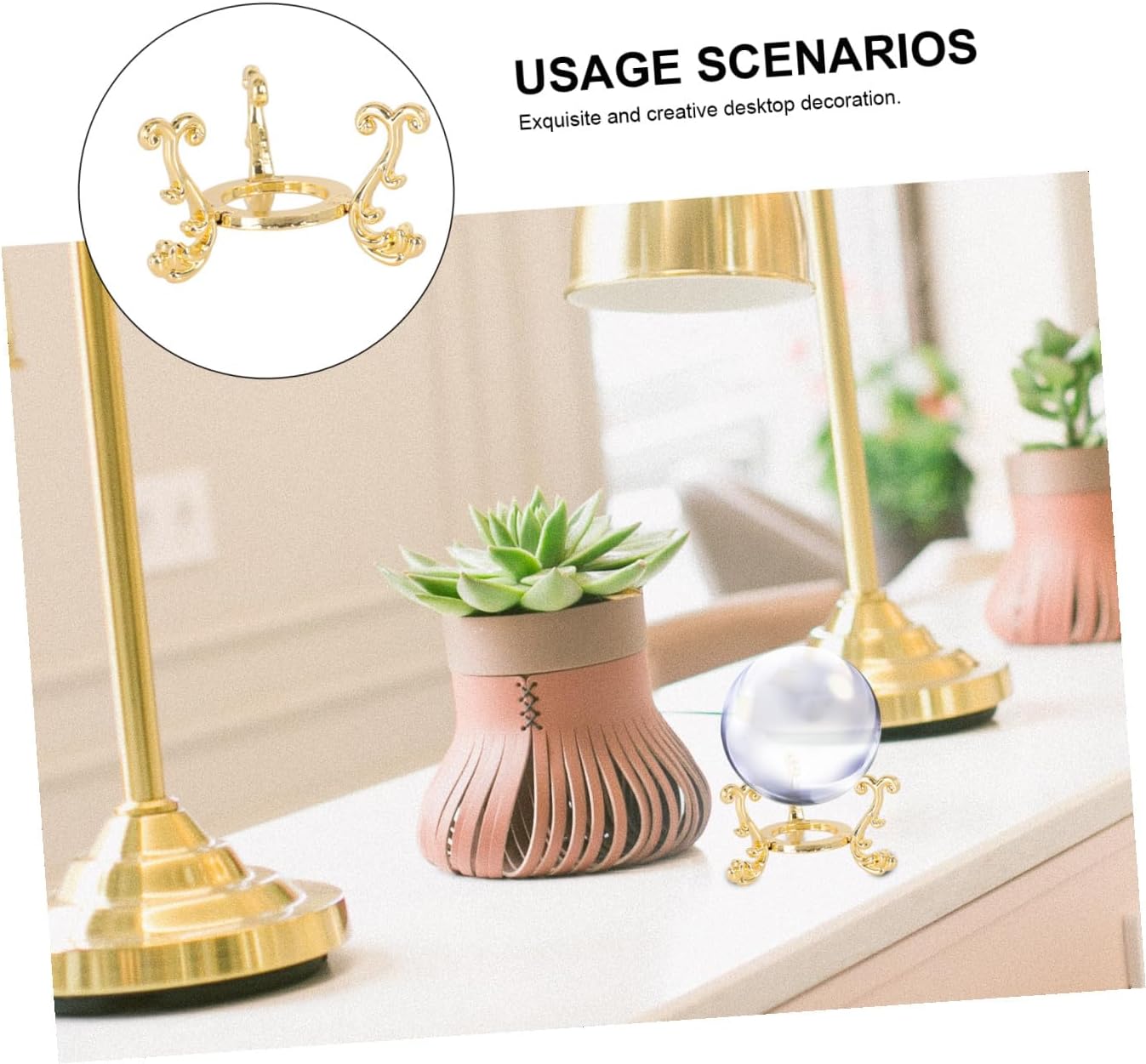 MAGICLULU 2Pcs Gold Metal Crystal Ball Display Stands, Portable Pedestal