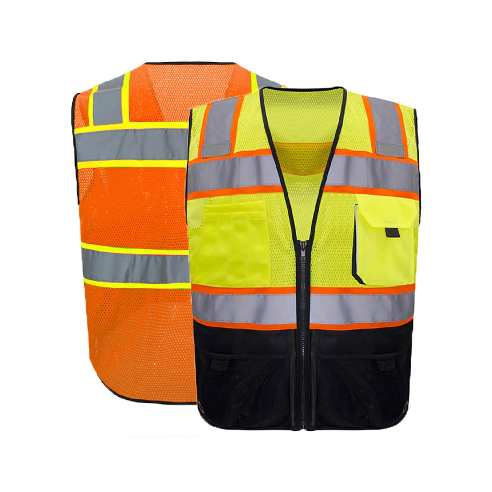 esmen Chaleco reflectante de malla de alta visibilidad, chaleco de seguridad con cremallera y múltiples bolsillos for ropa de trabajo for hombres y mujeres, equipo reflectante duradero.
