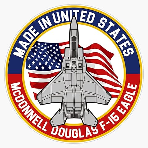 HOF Trading Mcdonnell Douglas F-15 Eagle - Made in USA Vinyl Sticker Waterproof Decal Laptop Wall Window Bumper Sticker 5 inch (HOF-VETERAN-STICKERS-7135)