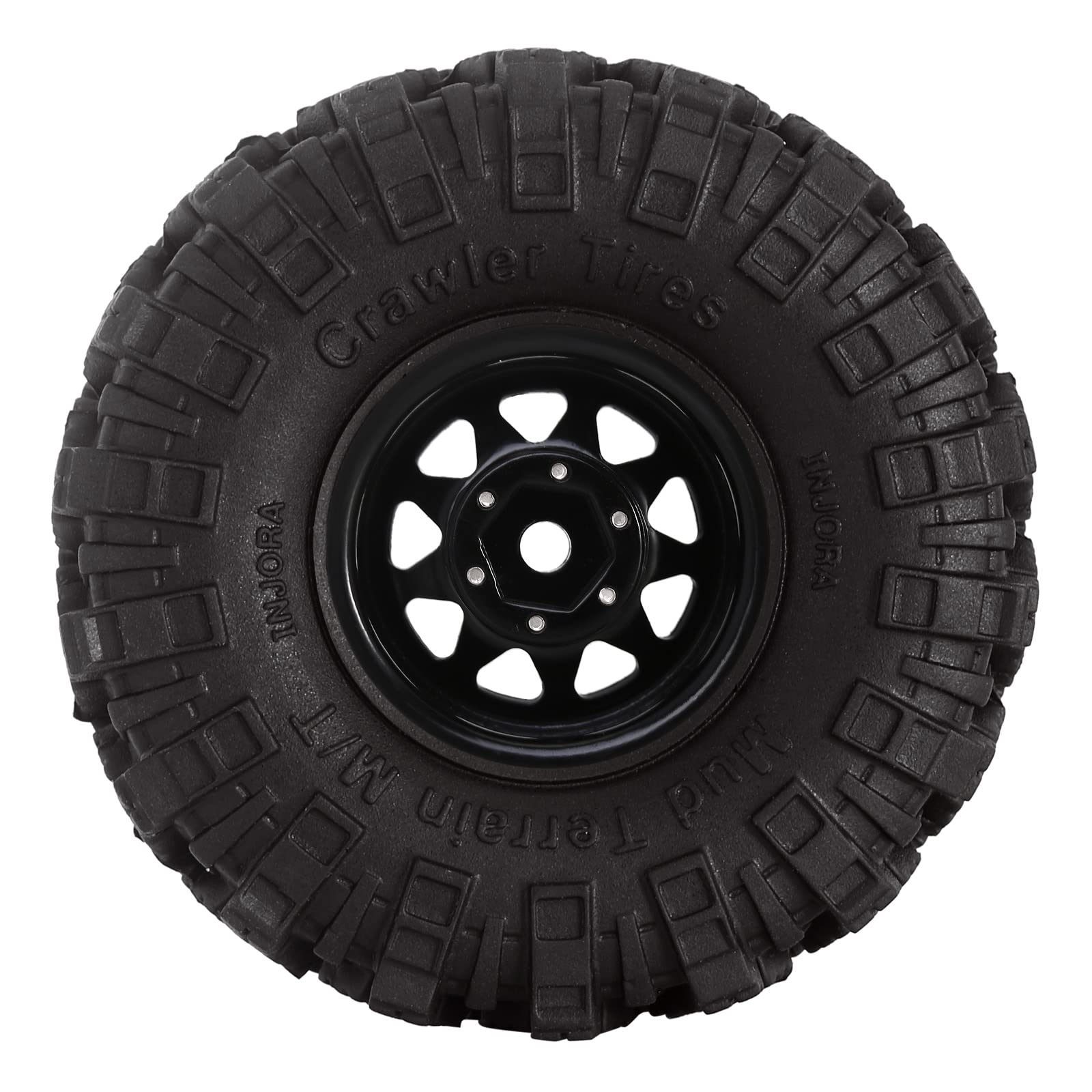 INJORA 1.0 RC Beadlock Wheel Mud Pneus Set Deep Dish 1,0 Roues Pneus pour Axial SCX24 FCX24 FCX18 Gladiator Deadbolt Bronco C10 JLU Upgrade Parts RC Crawler Car,Noir