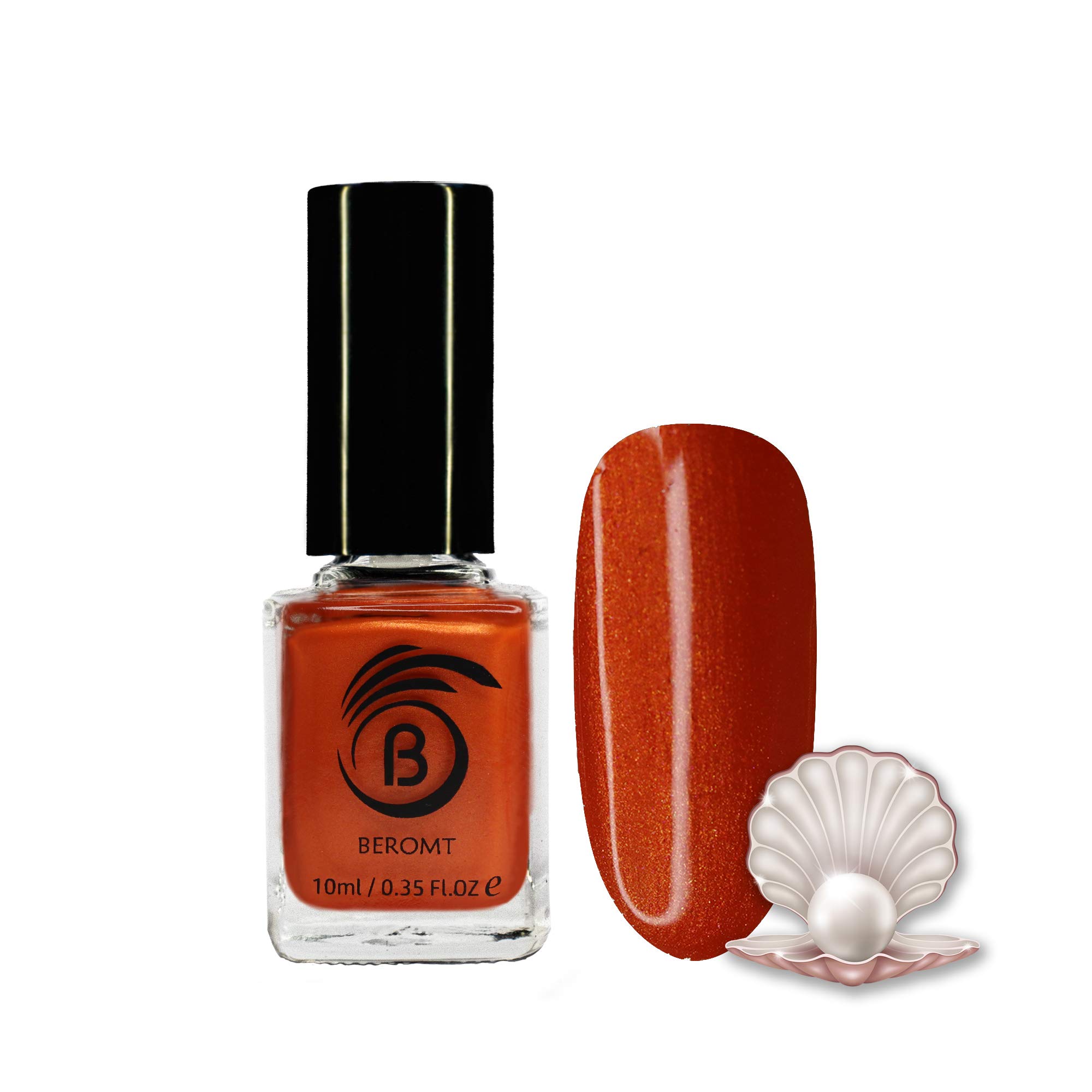 Beromt Pearl Nail Polish, Nail Art, Multi Colors, Gel Effect, Smooth texture, Lustrous, Best High-Shine Natural Pearl Nail Polish, Coral Pearl 10ml-803-image-4