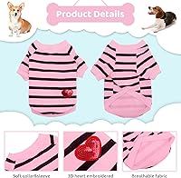 Vista 2 de Camiseta a rayas para perros y gatos, chaleco de algodón para primavera, verano, para mascotas, adecuada para mascotas pequeñas y medianas