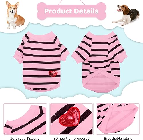 Miniatura 7 de Camiseta a rayas para perros y gatos, chaleco de algodón para primavera, verano, para mascotas, adecuada para mascotas pequeñas y medianas y