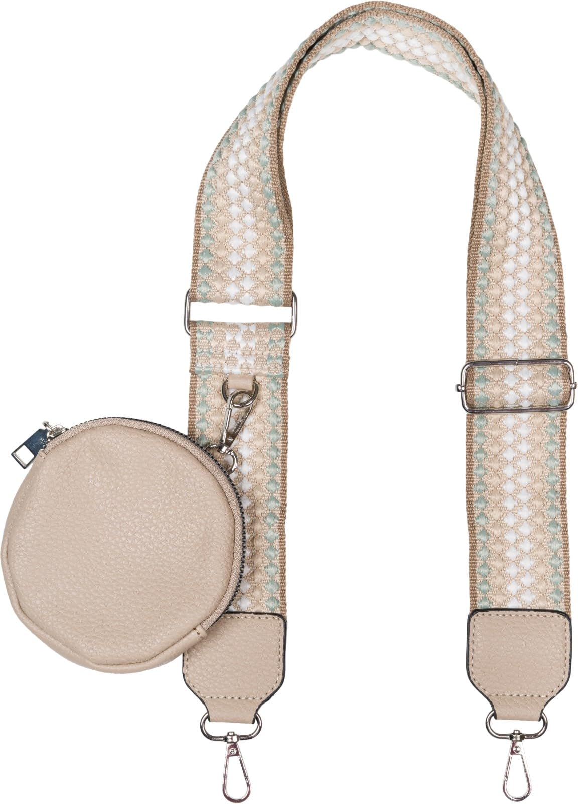 Stylebreaker Women's Taupe Bag Shoulder Strap Adjustable Polka Dot Pattern With Small Purse, Interchangeable Bag Strap, Phone Strap, Phone Chain 02013037, Colour: