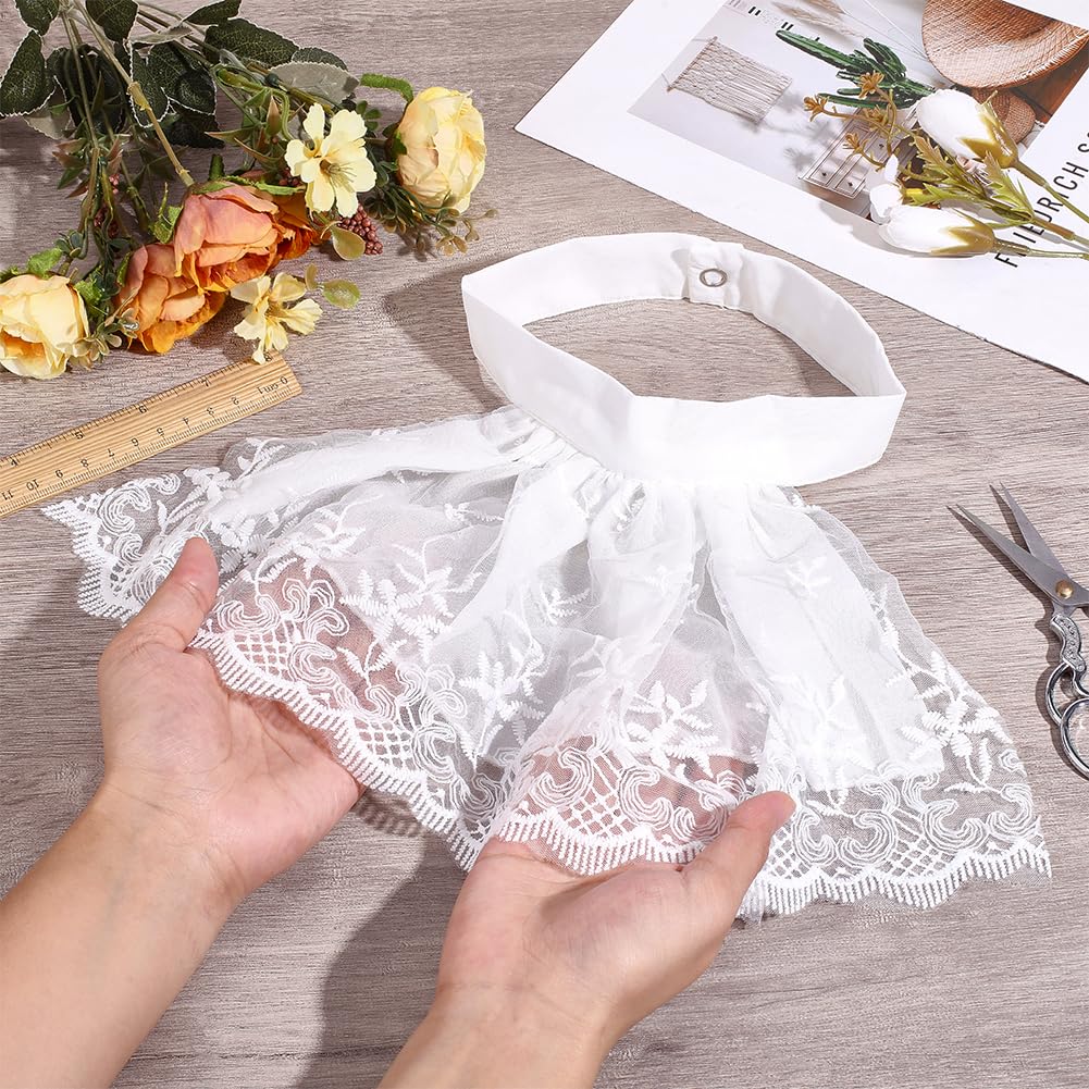 CRAFTYMELODY Polyester Lace Faux Collar Detachable Lace Cape Collar Neckline Trim Jabot Cuffs DIY Garment Accessories Clothing Garment Kit Collars Shirt Versatile Costume Accessories for Women - Image 3