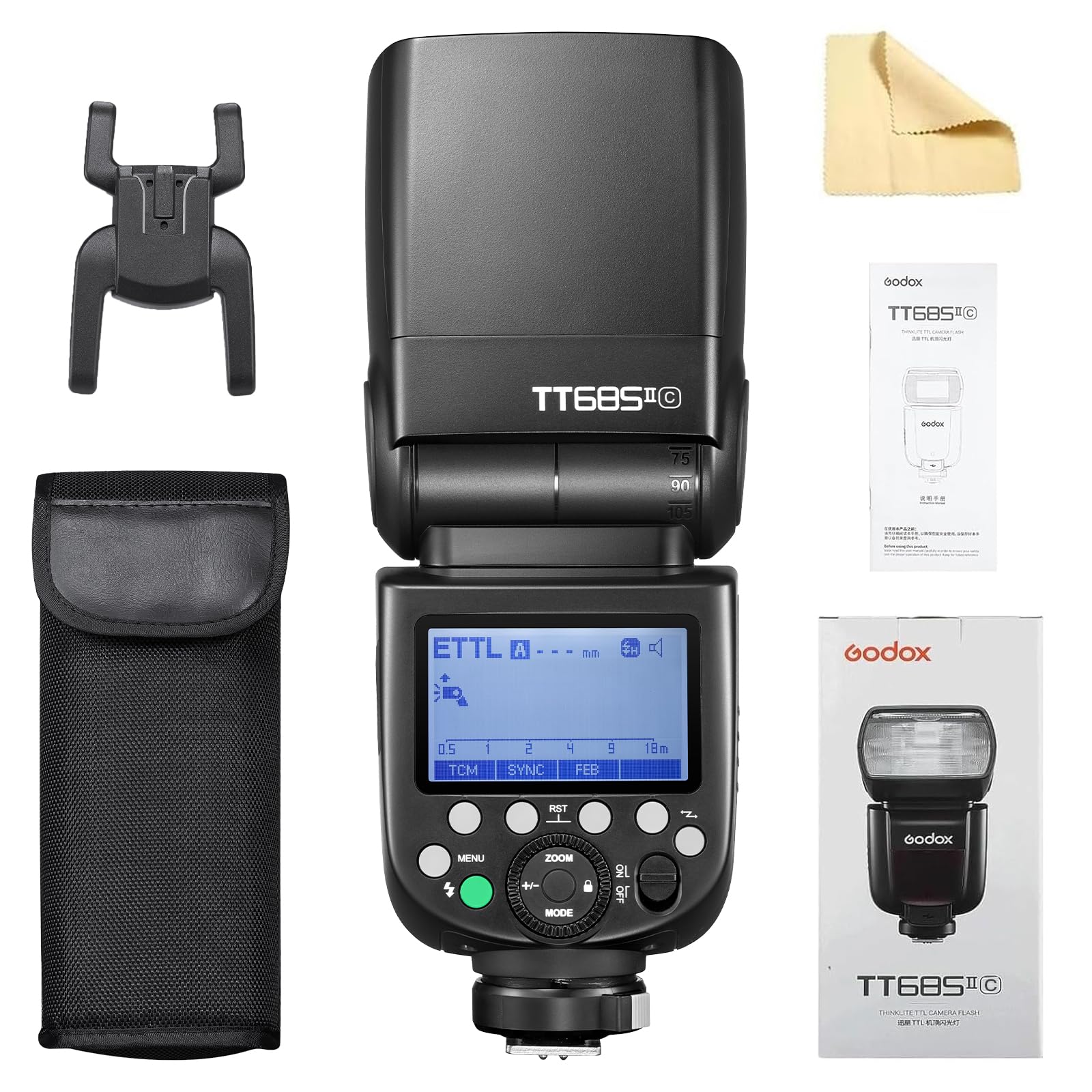 Godox TT685II-C Flash TTL 2.4GHz GN60 High Speed Sync 1/8000s Camera Speedlite Speedlight Light Compatible for Canon Cameras with Filter +Cloth(TT685C