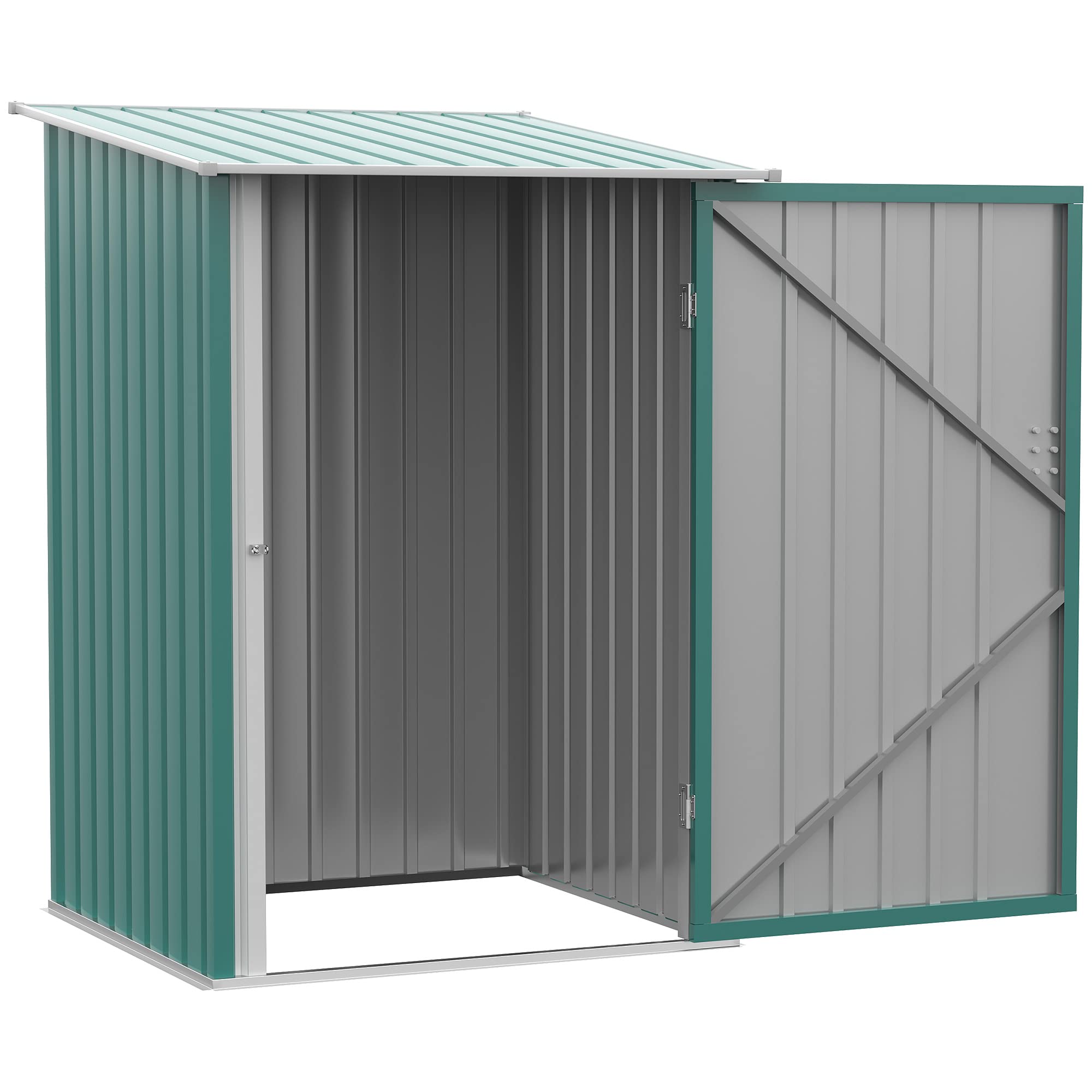 Outsunny Cobertizo de Jardín de Exterior 0,92 m² 100x103x160 cm Caseta de Jardín Metálica con 1 Puerta y Cerradura para Almacenamiento de Herramientas en Patio Terraza Verde — view 9