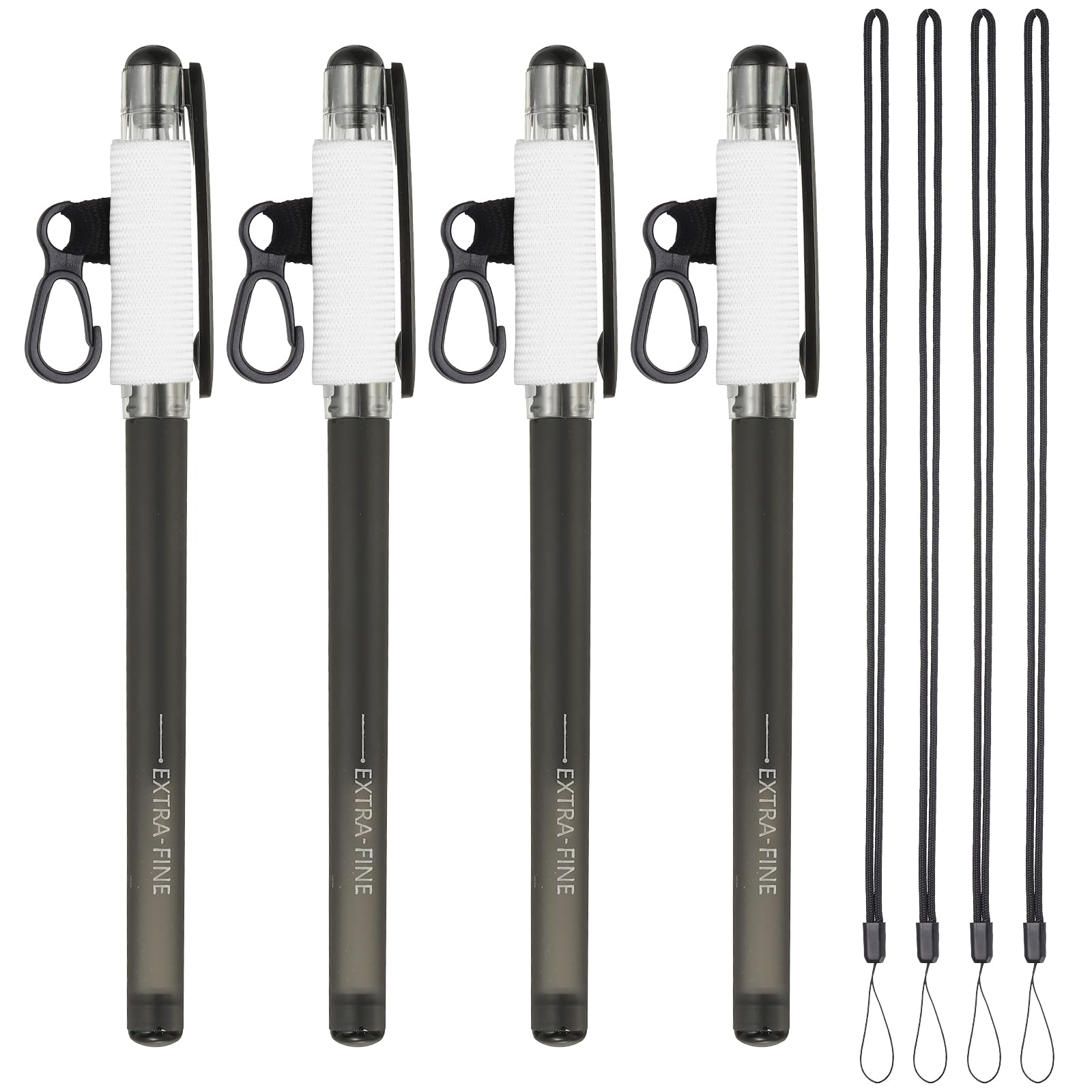 PATIKIL 4Pcs Elastic Pen Holder with 4 Lanyards, Anti Lose Portable Pen Holder for Necklace Carpenters Teachers Construction Workers, White