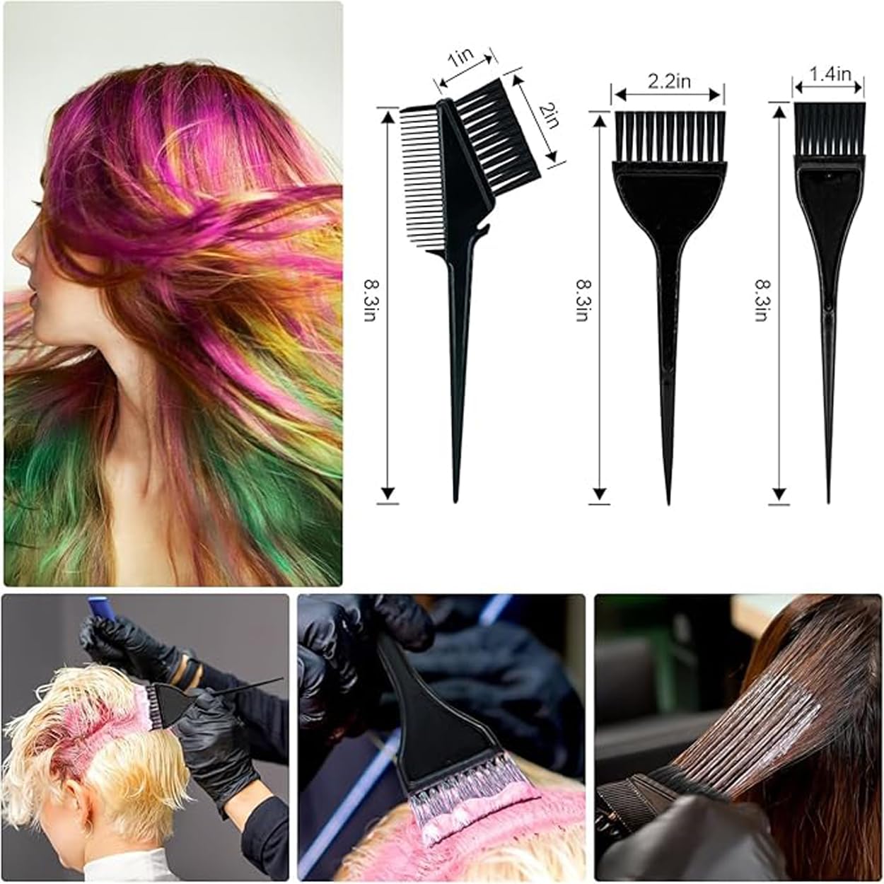GITGRNTH Professional Hair Dye Coloring Kit – 7-Piece Hair Coloring Brush and Bowl    Set with Mixing Bowl   , Applicator Brushes, Dual-Sided Combs – Perfect for Hair Dye, Balayage, Bleaching & Highlights – Salon & Home Use - Image 3 thumbnail