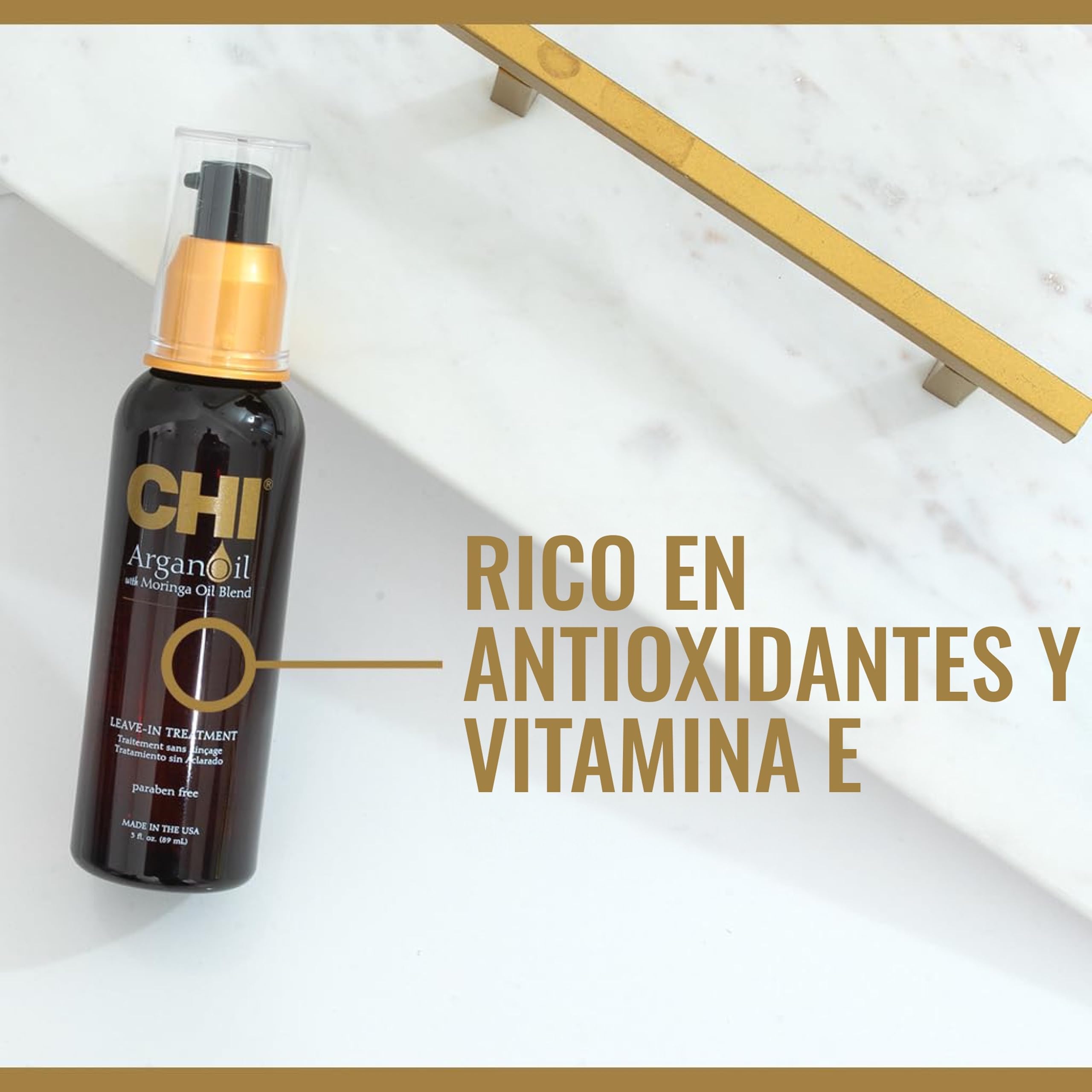 CHI Tratamiento sin enjuague de aceite de argán, argán y aceite de moringa, fórmula ligera para hidratar, sin sulfatos ni parabenos, 85 ml