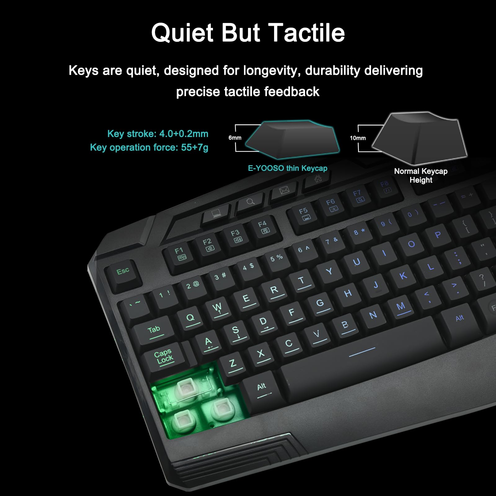 Ensemble Clavier et Souris Gamer Noir - Clavier Filaire 104 Touches RGB avec Rétroéclairage, Souris Ergonomique, Anti-Ghosting (26 Touches) et Wrist Rest - Compatible PC/Windows/Mac (Layout US QWERTY)