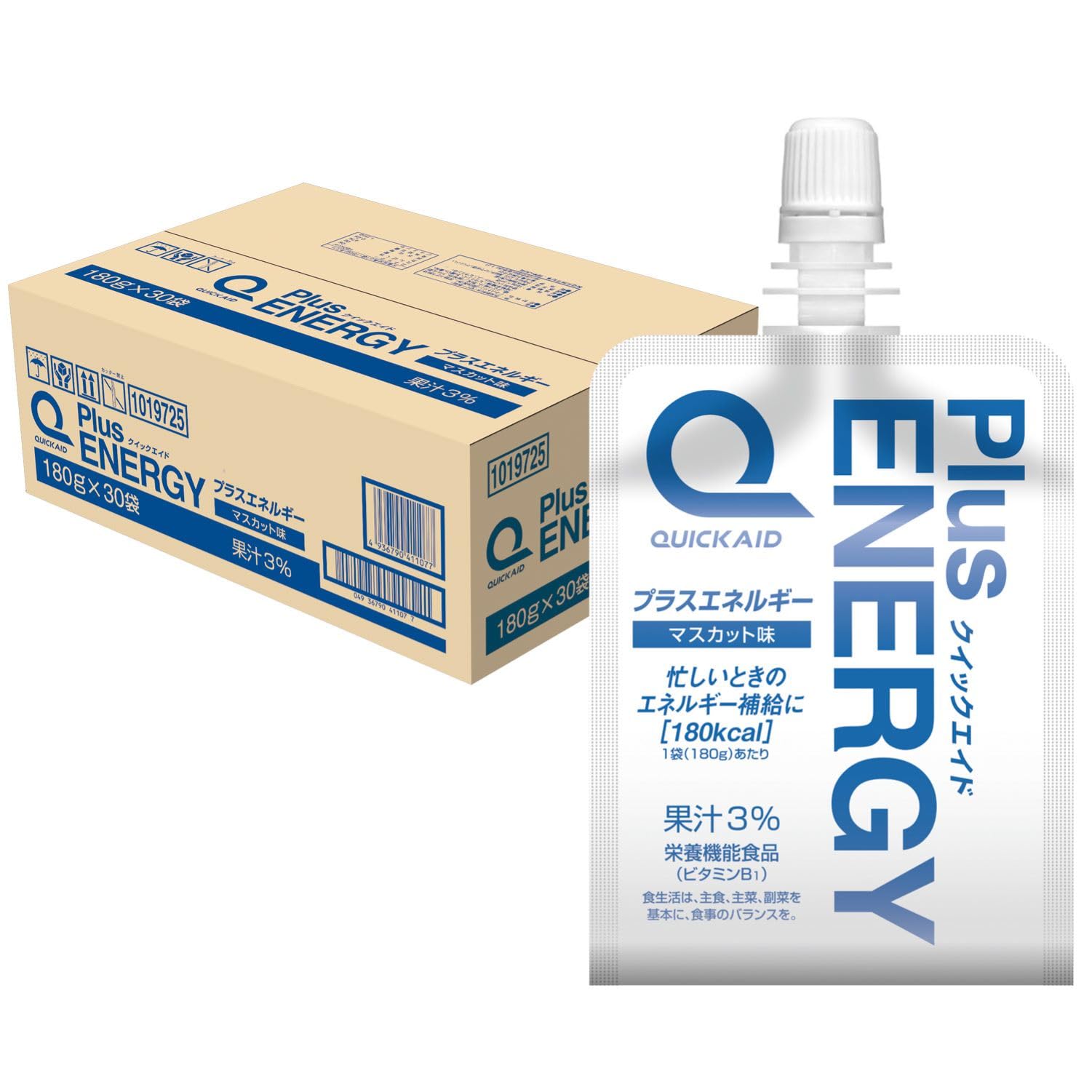 quick aid(クイックエイド) プラスエネルギー 180g ×30袋 [ 180kcal マスカット味 栄養機能食品 ゼリー飲料 パウチ ]商品画像