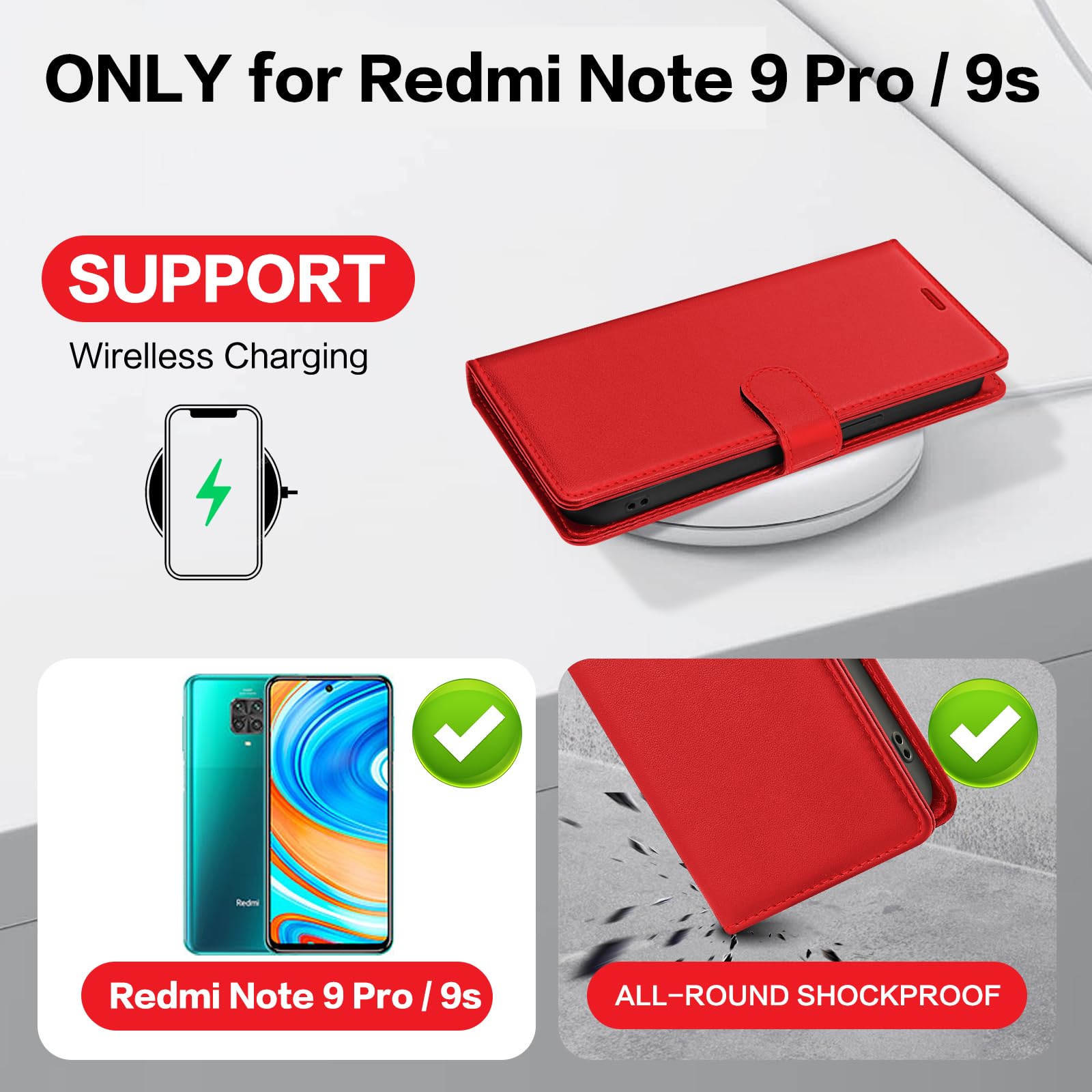 Custodie Redmi Note 8t ZONNAVI Cover Per Xiaomi Redmi Note 8T, Flip Custodia Pelle PU Con [Slot Cart] [Supporto Stand] [Magnetica], Cover A Libro Portafoglio Per Xiaomi Redmi Note 8T (Nero Cover