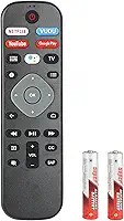 Controle remoto de voz URMT26RST004 compatível com Philips Android Smart TV 65PFL5504/F7 65PFL5604/F7 65PFL5704/F7 Controlador de substituição com botões Netflix YouTube e Google Play com baterias