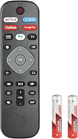 Controle remoto de voz URMT26RST004 compatível com Philips Android Smart TV 65PFL5504/F7 65PFL5604/F7 65PFL5704/F7 Controlador de substituição com botões Netflix YouTube e Google Play com baterias