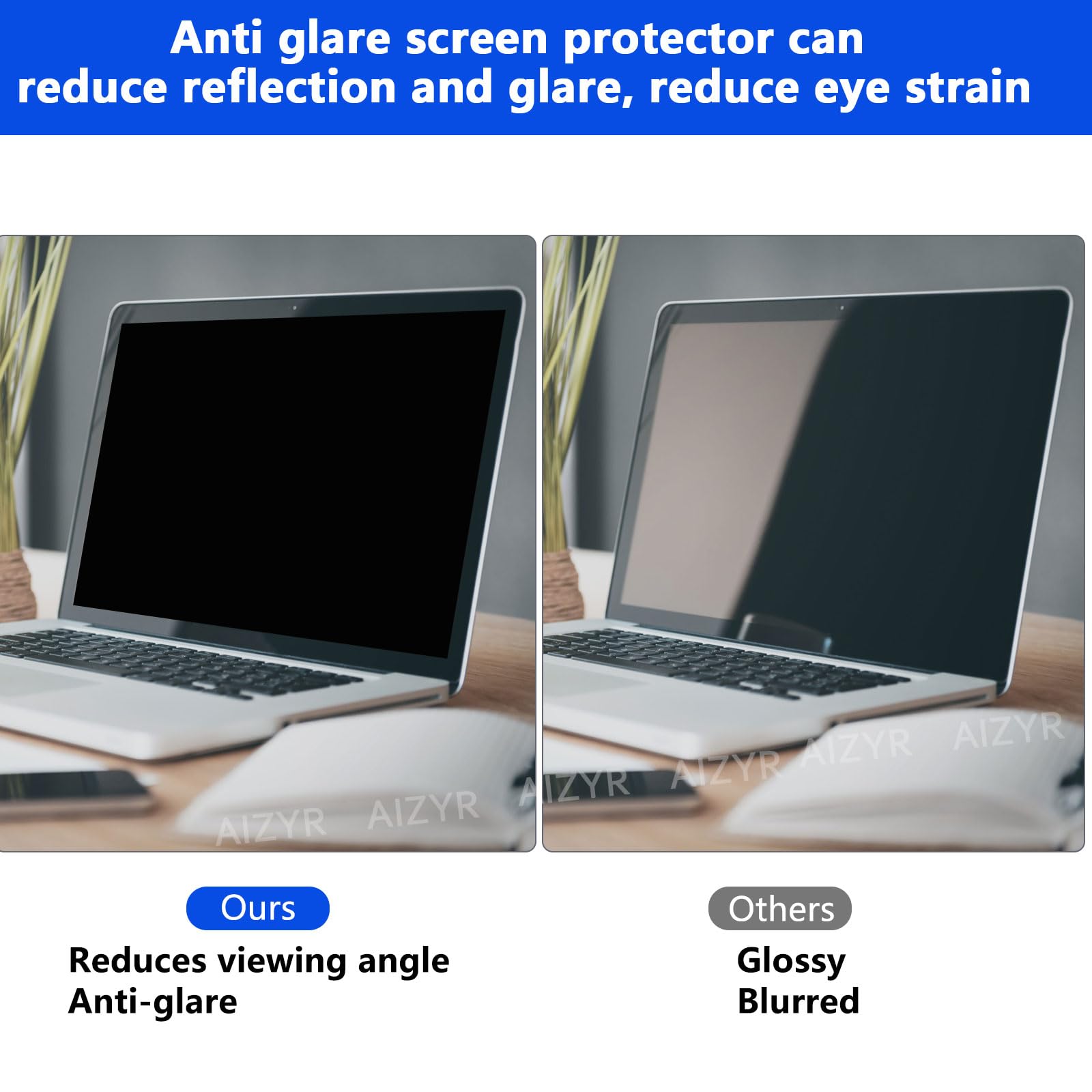 AIZYR Protecteur D'éCran Anti - Espion Convient Pour Ordinateur Portable Amovible Privacy Screensaver Filtre Anti - éBlouissement ImperméAble à L'Eau Film PET Anti - Voyeurisme,18.5inch 410X230mm