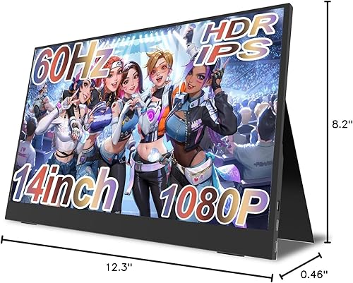 Miniatura 7 de Monitor portátil para laptop, 11.6", 1080P, pantalla LCD, 60Hz, montaje en pared y soporte de escritorio, conexión HDMIUSB-C, ligero para viajes