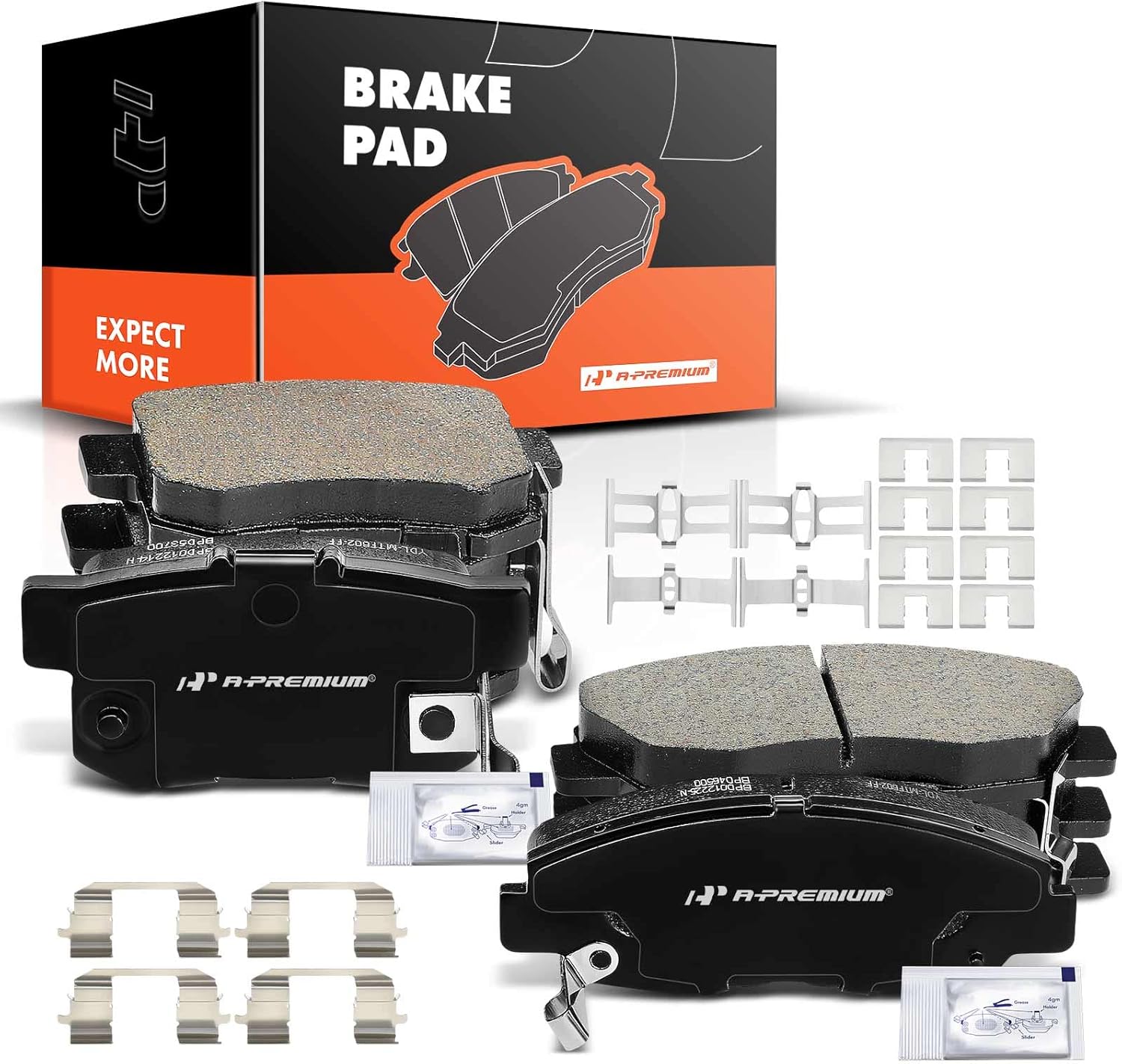 A-Premium Front and Rear Ceramic Brake Pads Set Compatible with Acura and Honda Models - CL 1997-1999, Accord 1991-2002, with Hardware, 8-Pack