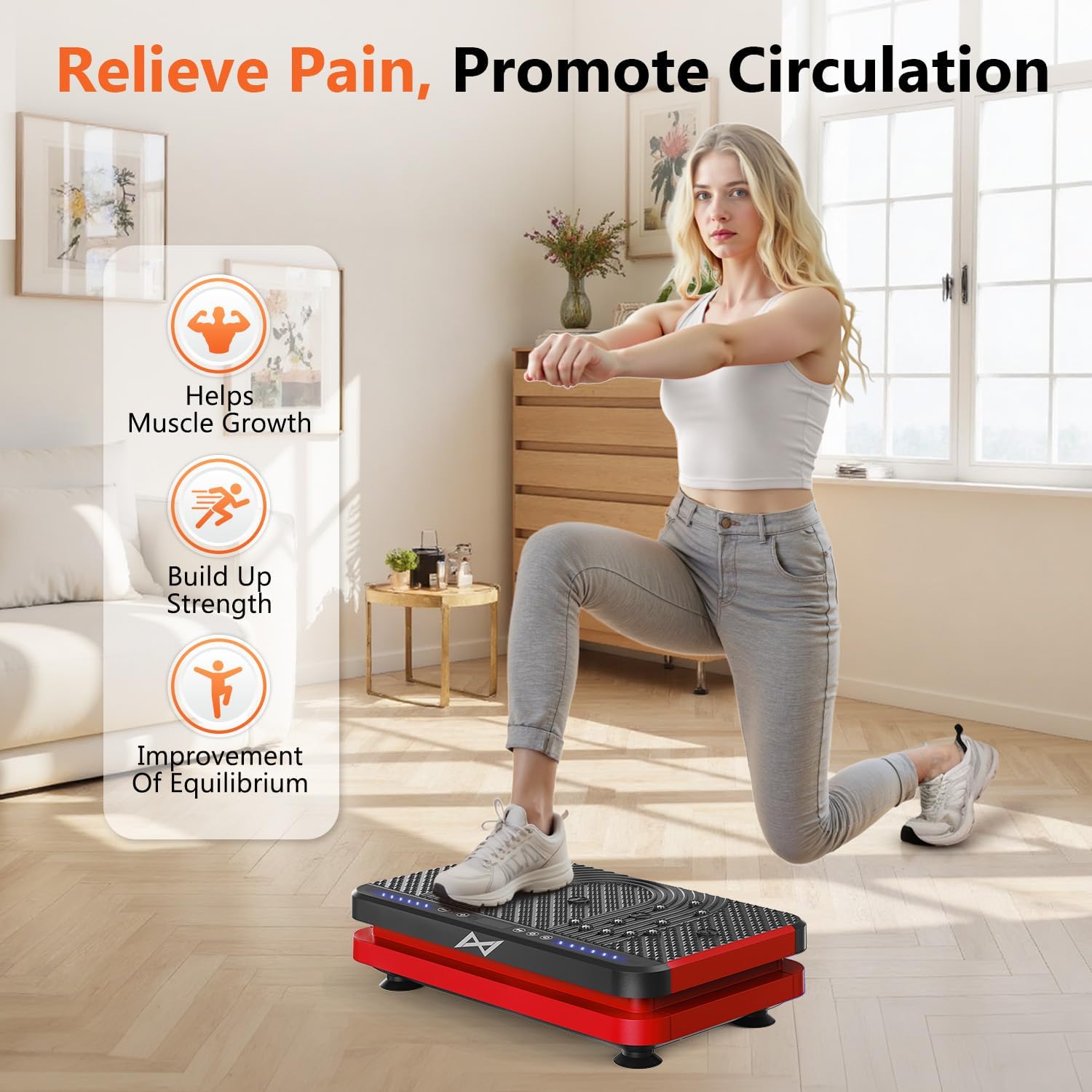 AXV Vibration Plate Fitness Platform Exercise Machine Vibrating Shaking Full Body Shaker Workout Vibrate Stand Shake Board Sport Gym for Weight Loss Fat Burner for Women Men