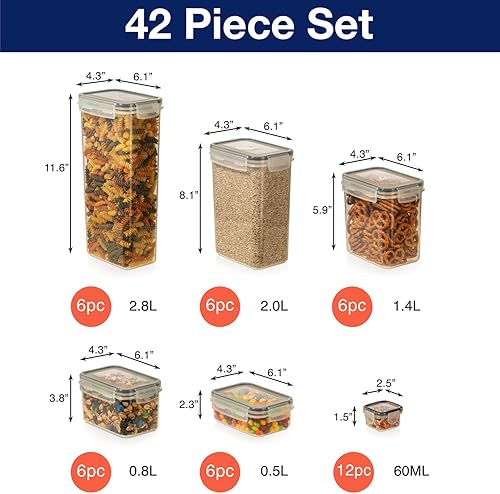 Miniatura 2 de ClearSpace Contenedores herméticos para almacenamiento de alimentos, paquete de 42 unidades, sin BPA, juego de organización de cocina para