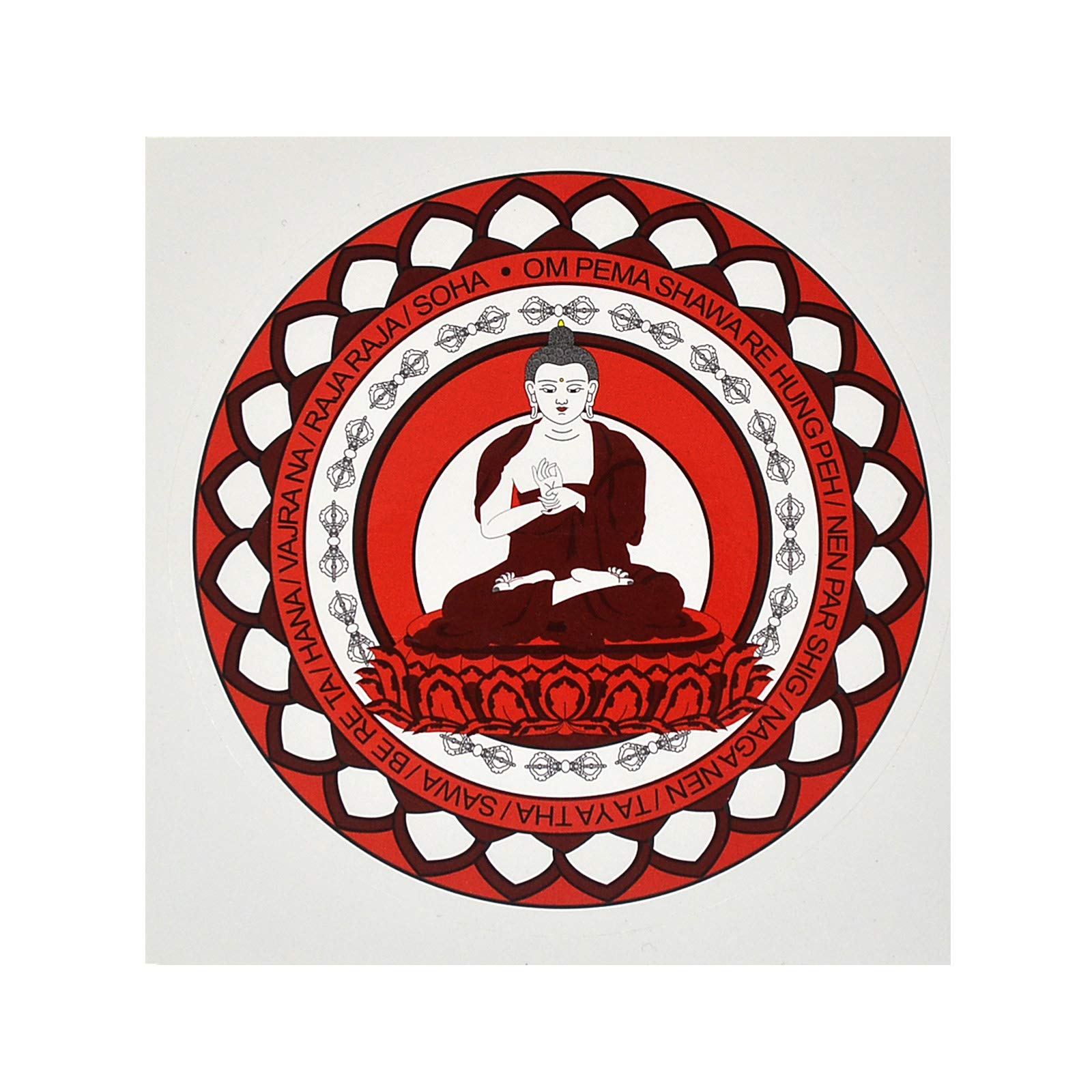Stickers Feng Shui Bouddha Vairocana W4282 | Autocollant mural Bouddha rouge asiatique