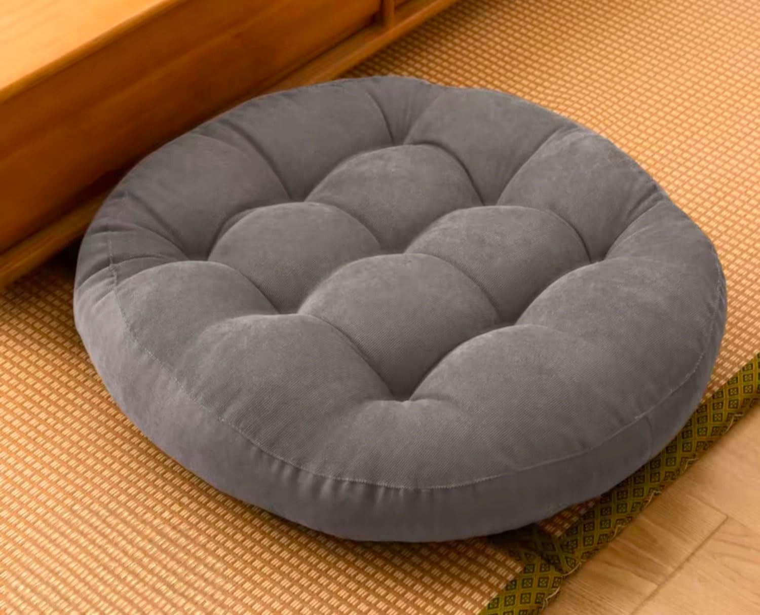 MGEMJMJ Meditation Floor Pillow,Large Round Floor Cushions For Adults Tufted Corduroy Floor Seat Pillows Cushion For Living Room(Size:50x50cm(20x20inch),Color:Grey)