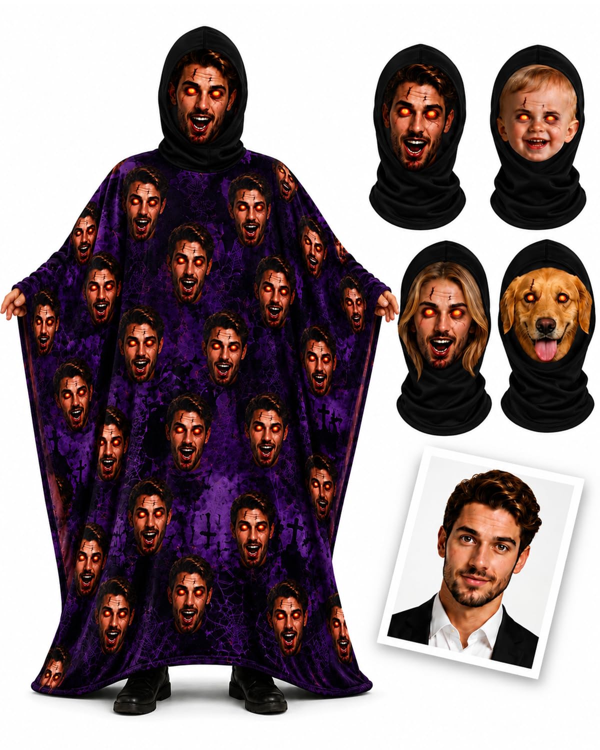 Custom Face Balaclava Mask, Funny Halloween Costume for Adults