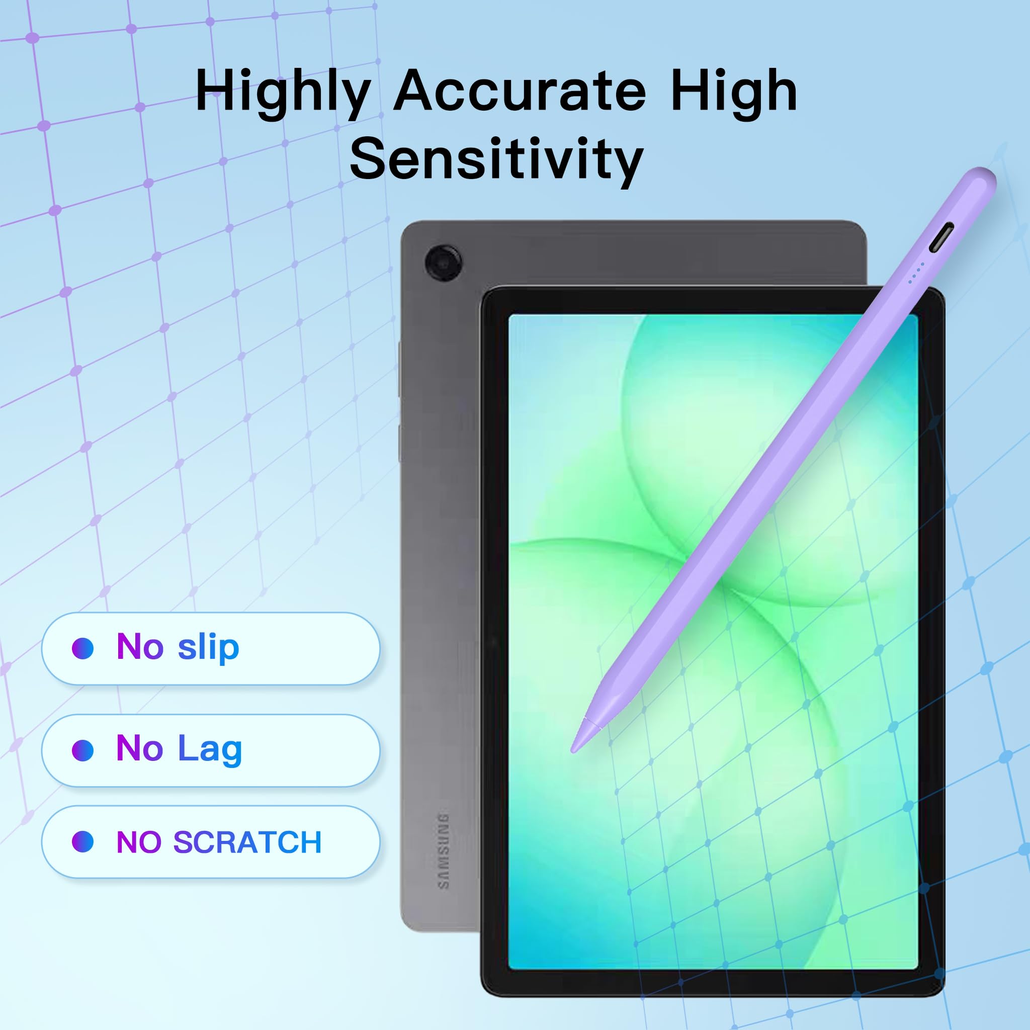 Tab A11+ Stylus Pen für Samsung Galaxy Tab A11/A9/A9+Plus Android Tablet Schnellladung, Präzise S Pencil Touchscreens Stylisten (Violett)
