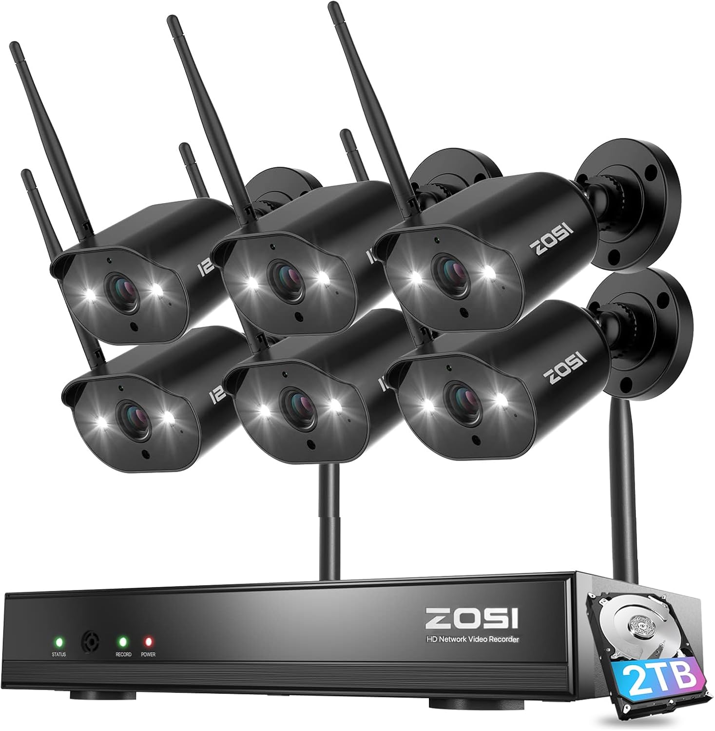 ZOSI 8CH 2K 3MP Wireless Security Camera System with 2TB