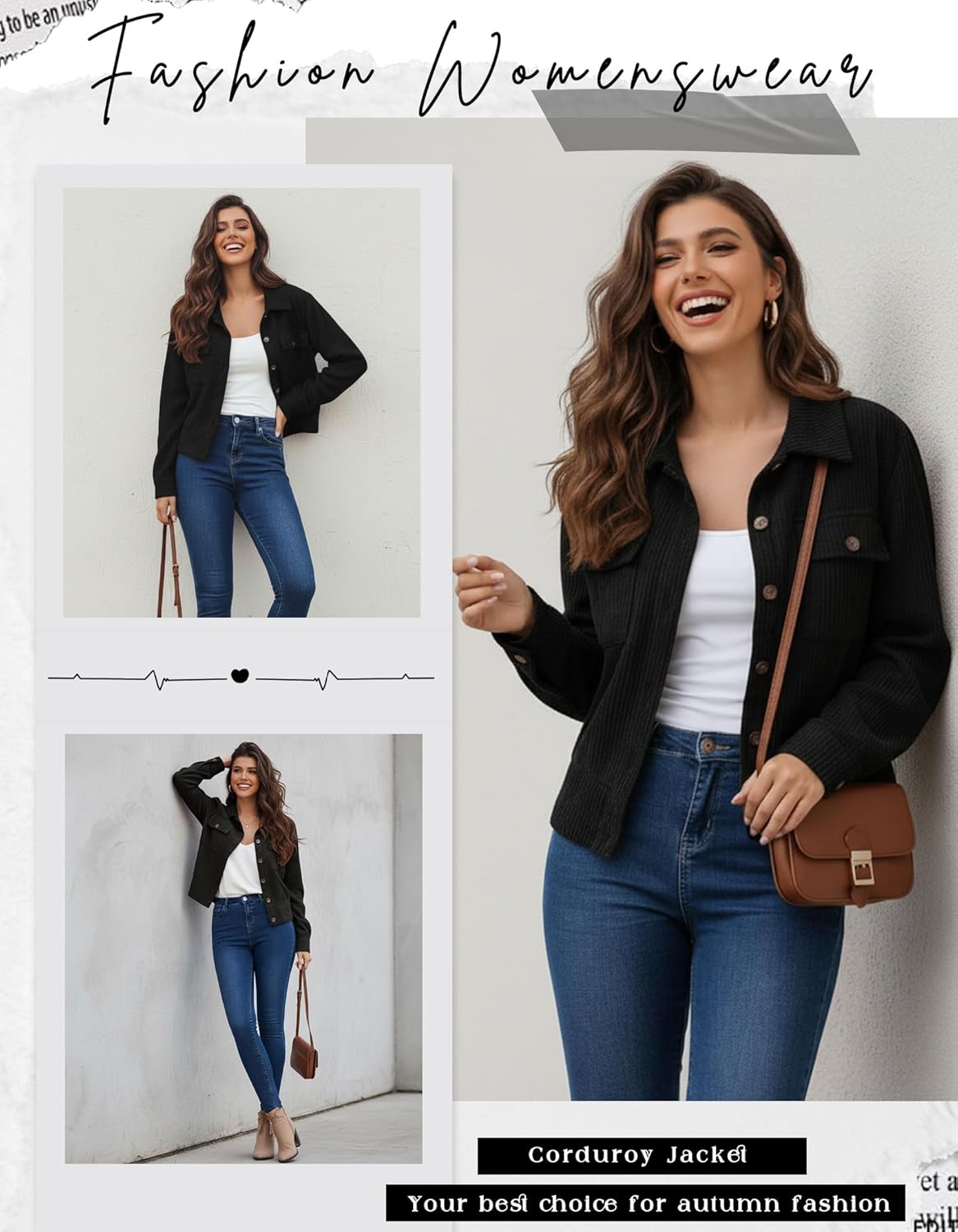 Women Cropped Corduroy Shacket Casual Button Down Jacket Long Sleeve Fashion 2025 Trendy Collared Outfit Fall Winter - Image 4