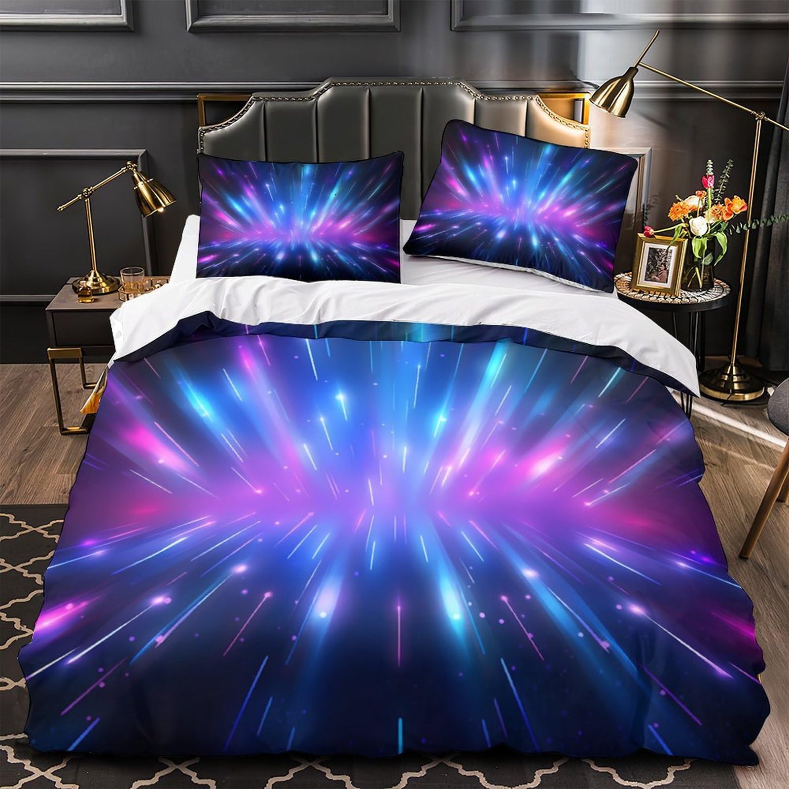 Parure de lit graffiti 3D avec housse de couette imprimée motif chien néon 200x200 cm