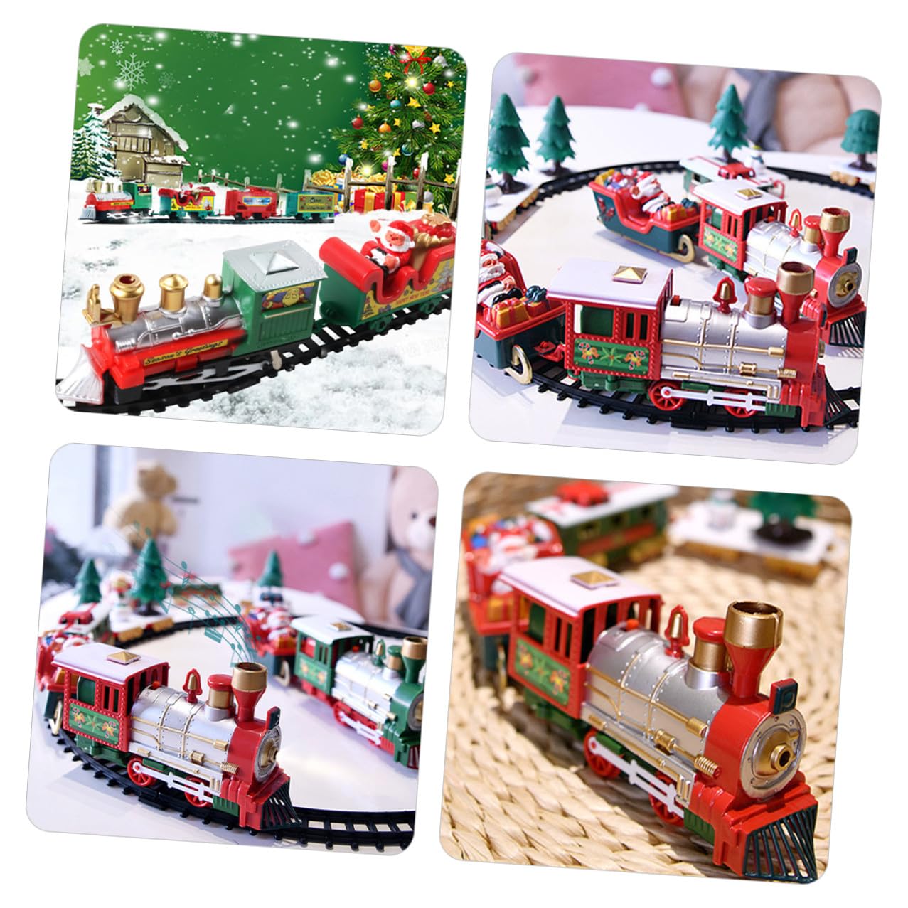 Tren de Juguete Navideño Eléctrico con Vías Diseño Pequeño Batería Adorno Creativo para Decoración de Navidad Adecuado Ambiente Festivo