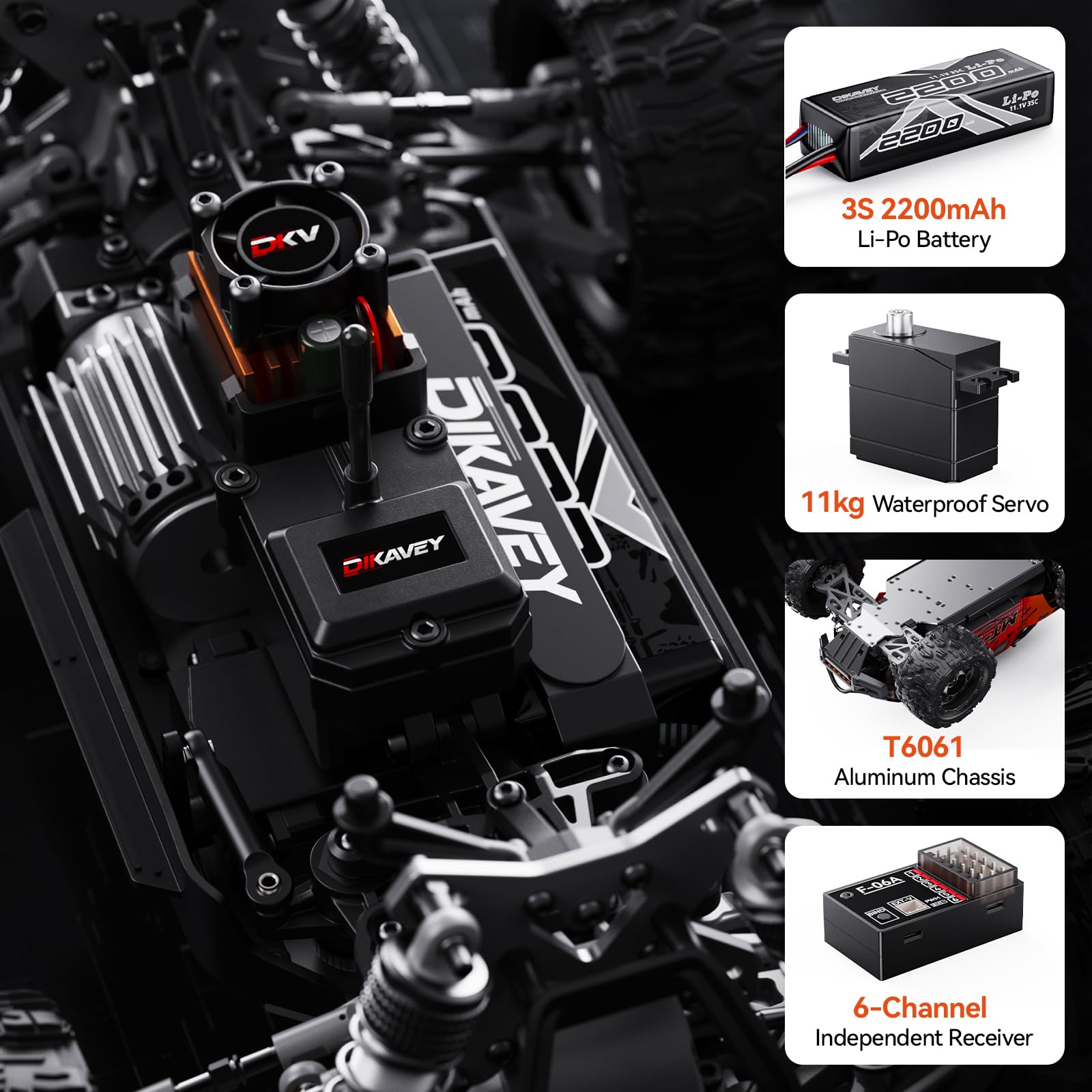 1/16 50 MPH bürstenloser 4WD RC-Truck, aufrüstbare All-Terrain-Fernsteuerungsautos mit 3S-Batterie, wasserdichter, schneller Offroad-RC-Truggy für Erwachsene