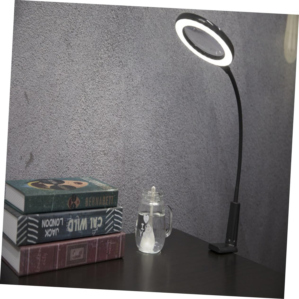 Lámpara de Escritorio LED con Lupa Clip Plegable y Rotación para Lectura de Periódicos Revistas y Libros Mesa de Estudio