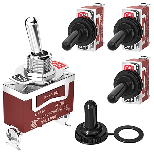 Joinfworld Interruptor de palanca de 12 V CC 125 V SPST 2 pines impermeable interruptor de palanca marino 12 voltios interruptor de encendido y