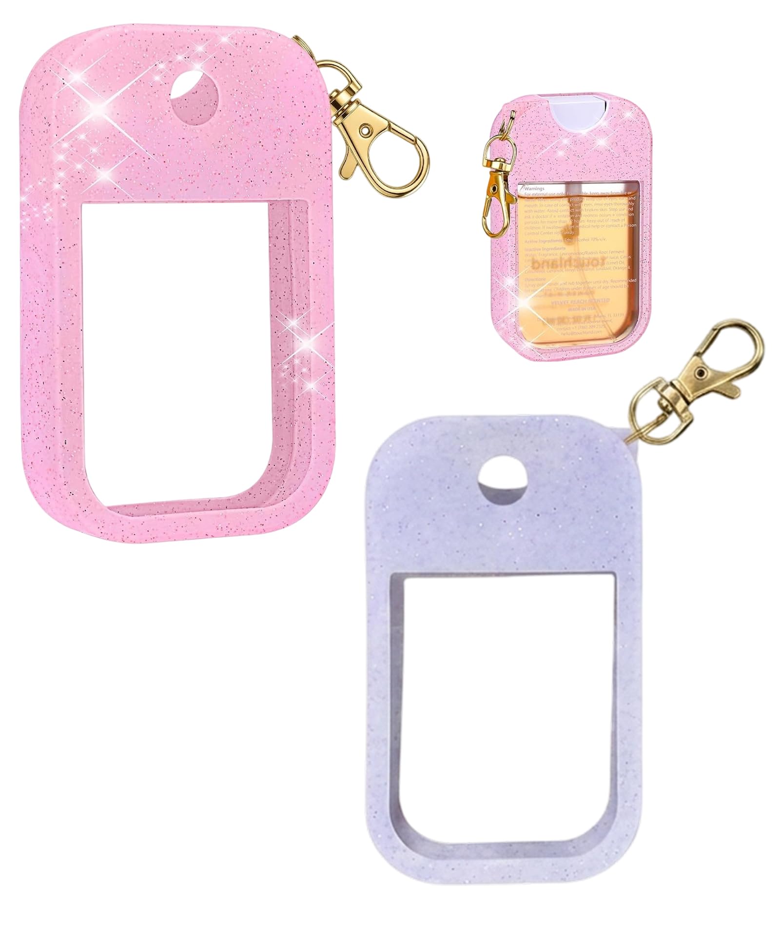 2PCS Sanitizer Holder for Bags, Sanitizer Spray Bottle Case,Shimmer Silicone Covers in Purple and Pink, Hand Sanitizer Spray Bottle Accessory for Daily Hygiene, Fashion Expression and Gifting-image-34