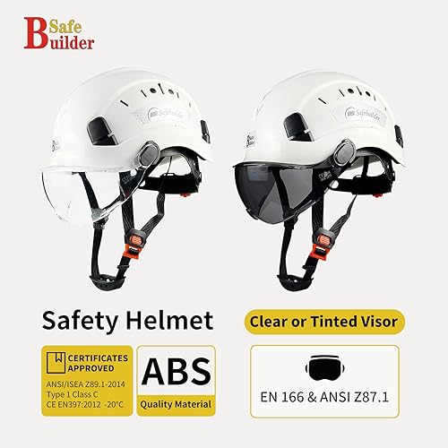 Miniatura 4 de SAFEBUILDER CR06+V Casco de seguridad de construcción con visera ABS casco duro de ventilación ajustable, protección de cabeza de trabajo industrial