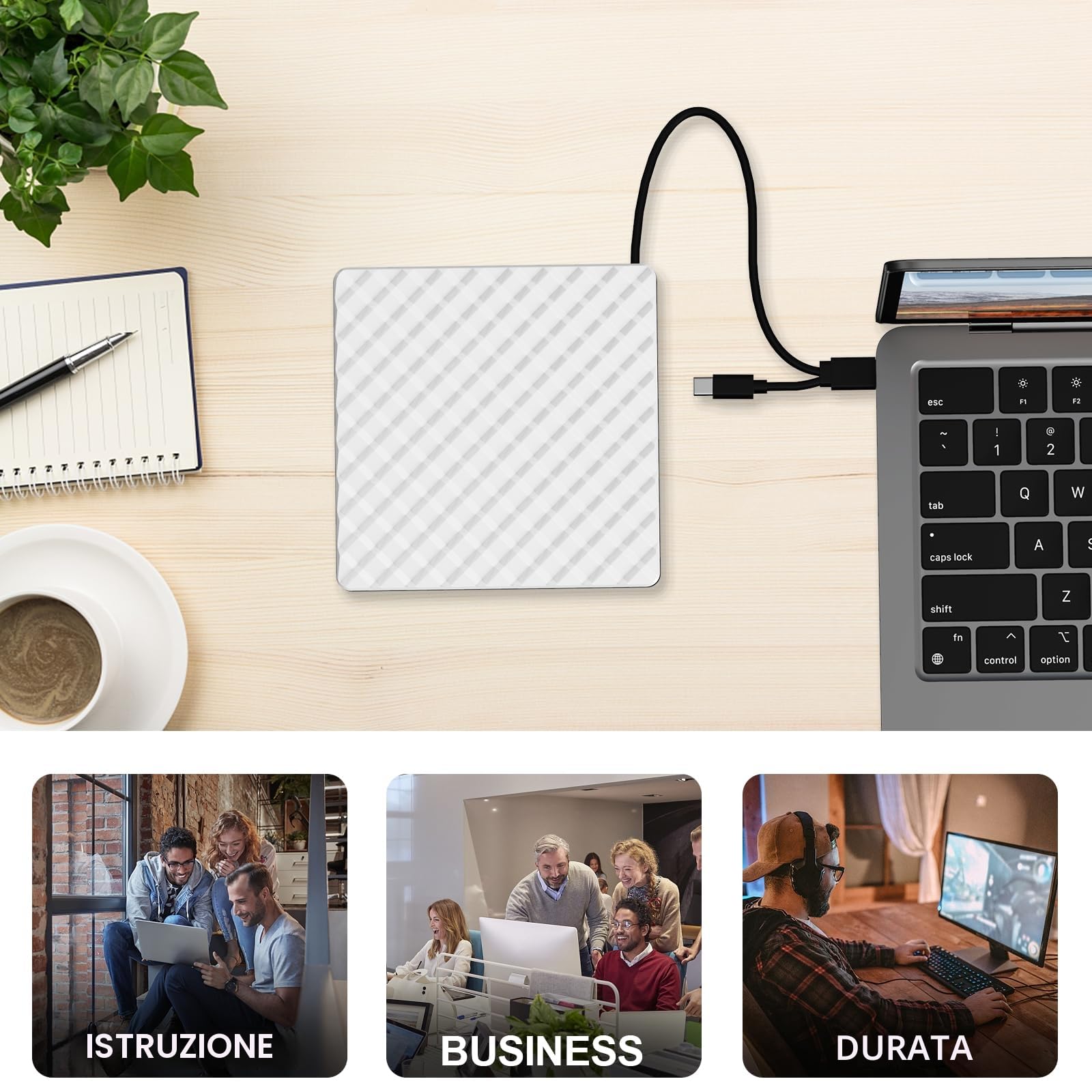 BENEWY Lettore CD/DVD USB 3.0 Type C Esterno per Laptop Windows 11 MacOS