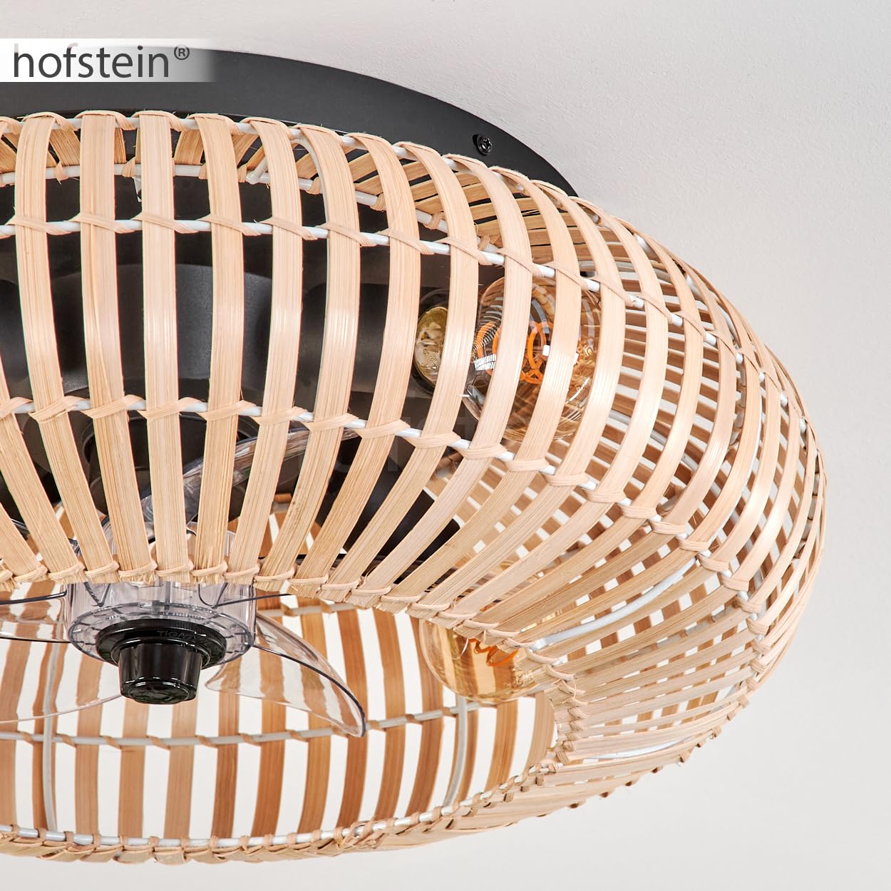 Mulstrand Ceiling Fan, Fan Made Of Metal/Bamboo In Black/Natural