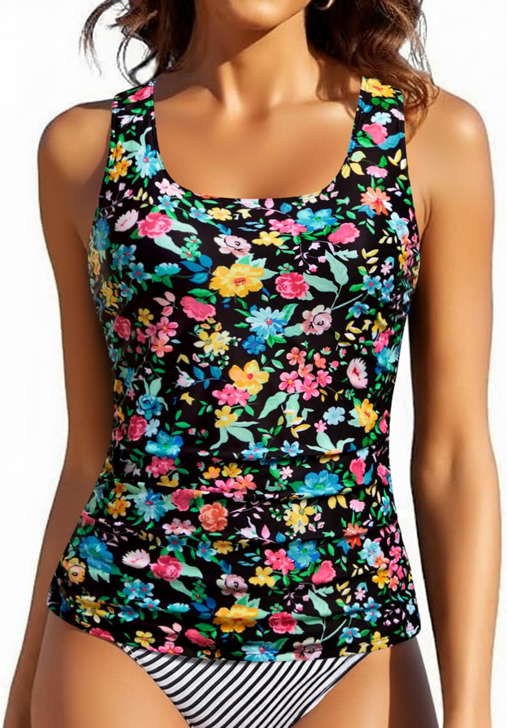 Women Tankini Top Only - Tummy Control Bathing Suit Full Coverage Back Swimwear Swim Tank Top No Bottom 2025