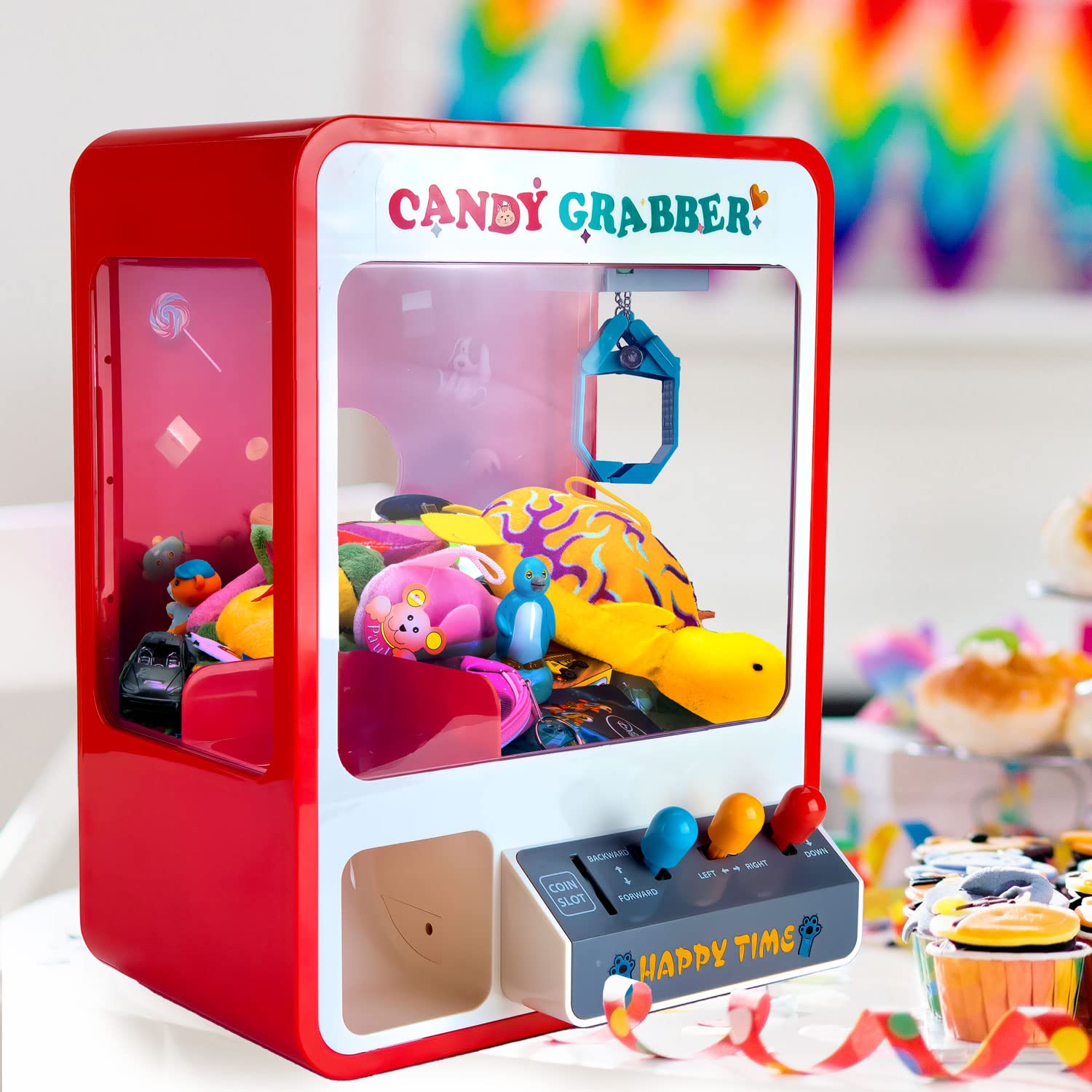 GOODS+GADGETS Candy Grabber Supreme - Süßigkeitenautomat Süßigkeiten Greifautomat Greifer Spielautomat mit USB-Kabel