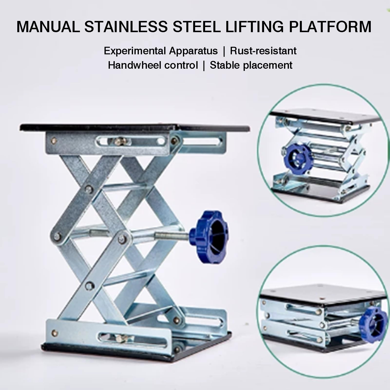 Plataforma De Soporte Gato Laboratorio, Elevación Nivel Acero Inoxidable | Altura de control manual: 7,5-26 cm, peso máximo de soporte: 15 kg, peso ligero for una fácil portabilidad