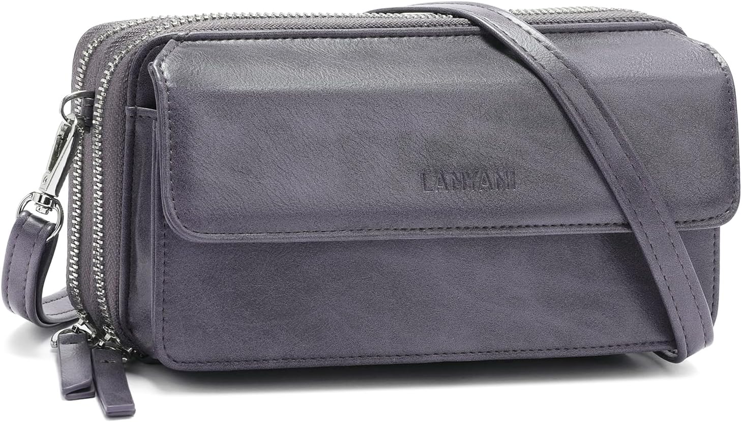 Lanyani RFID Crossbody Wallet Wristlet Purse with Phone Pocket For Women Vegan Leather