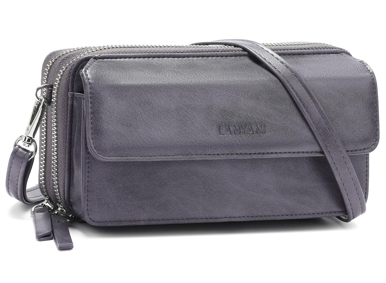 Lanyani RFID Crossbody Wallet Wristlet Purse with Phone Pocket For Women Vegan Leather