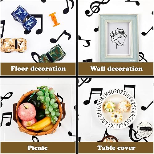 Miniatura 9 de Mantel de plástico desechable de notas musicales de 108 x 54 pulgadas notas musicales notas musicales decoración de fiesta de cumpleaños suministros