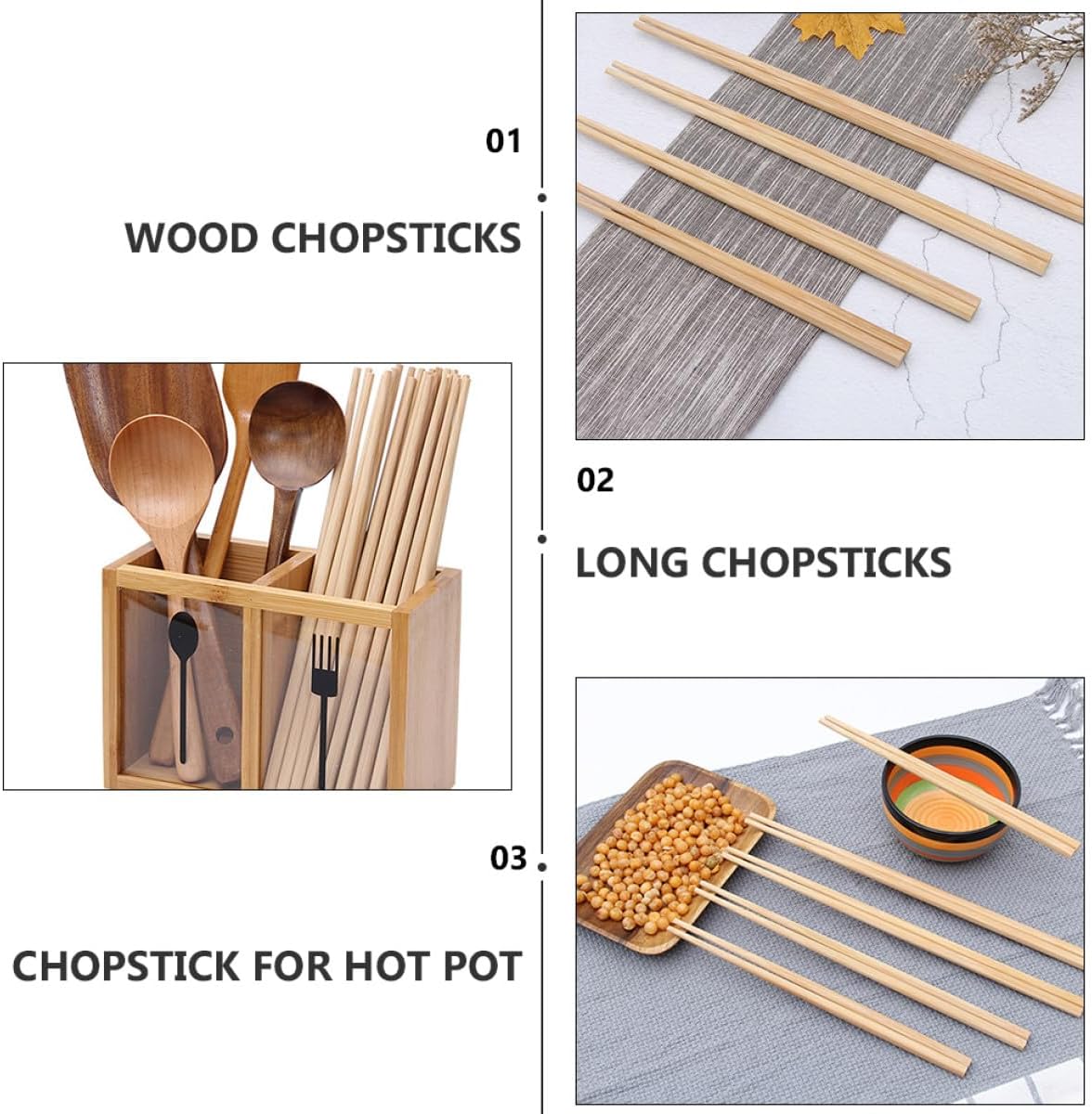 20 Pairs 32cm Extra Long Cooking Chopsticks, Wood Hot Pot and Frying Noodles Chopstick Set, Reusable Kitchen Utensils for Home and Restaurant Use