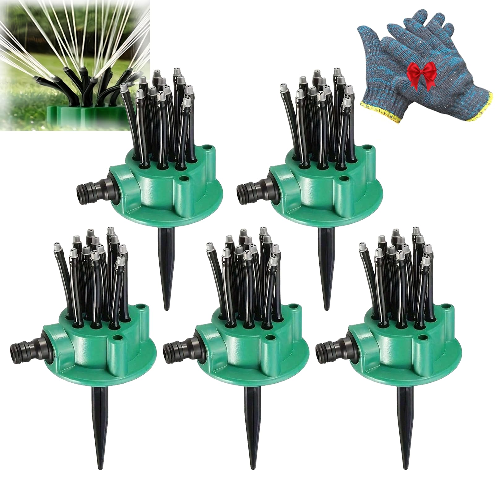 Irrigatore per Prato e Giardino con 12 Tubi Flessibili - Irrigatore Rotante a 360°, Sistema di Irrigazione di Precisione per Prati, Aiuole, Orto, Patio e Piccoli Giardini (5)