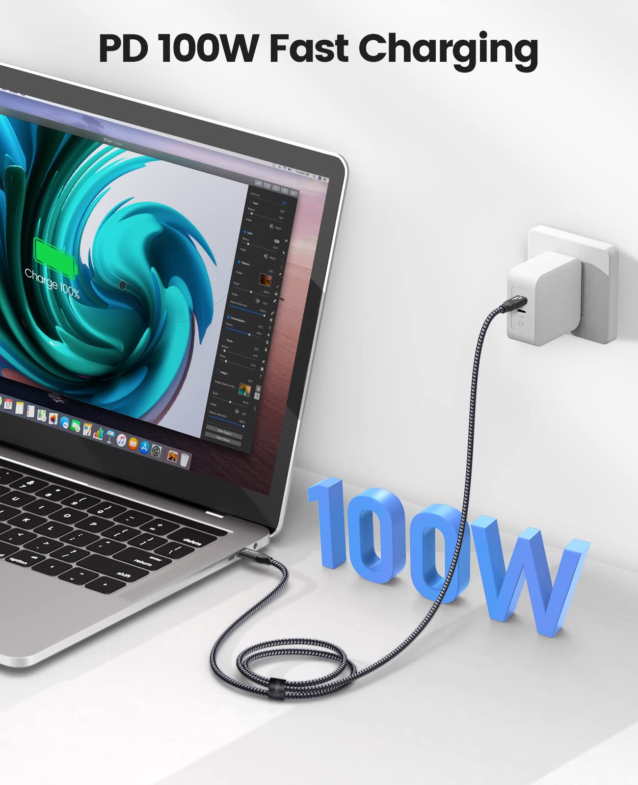 ORICO Cavo USB C, 20 Gbps USB 3.2 Gen2X2, cavo dati da USB C a USB C da 100 W, supporto da 4 K a 60 Hz, compatibile con laptop, cellulare, hub, docking station, 2 m