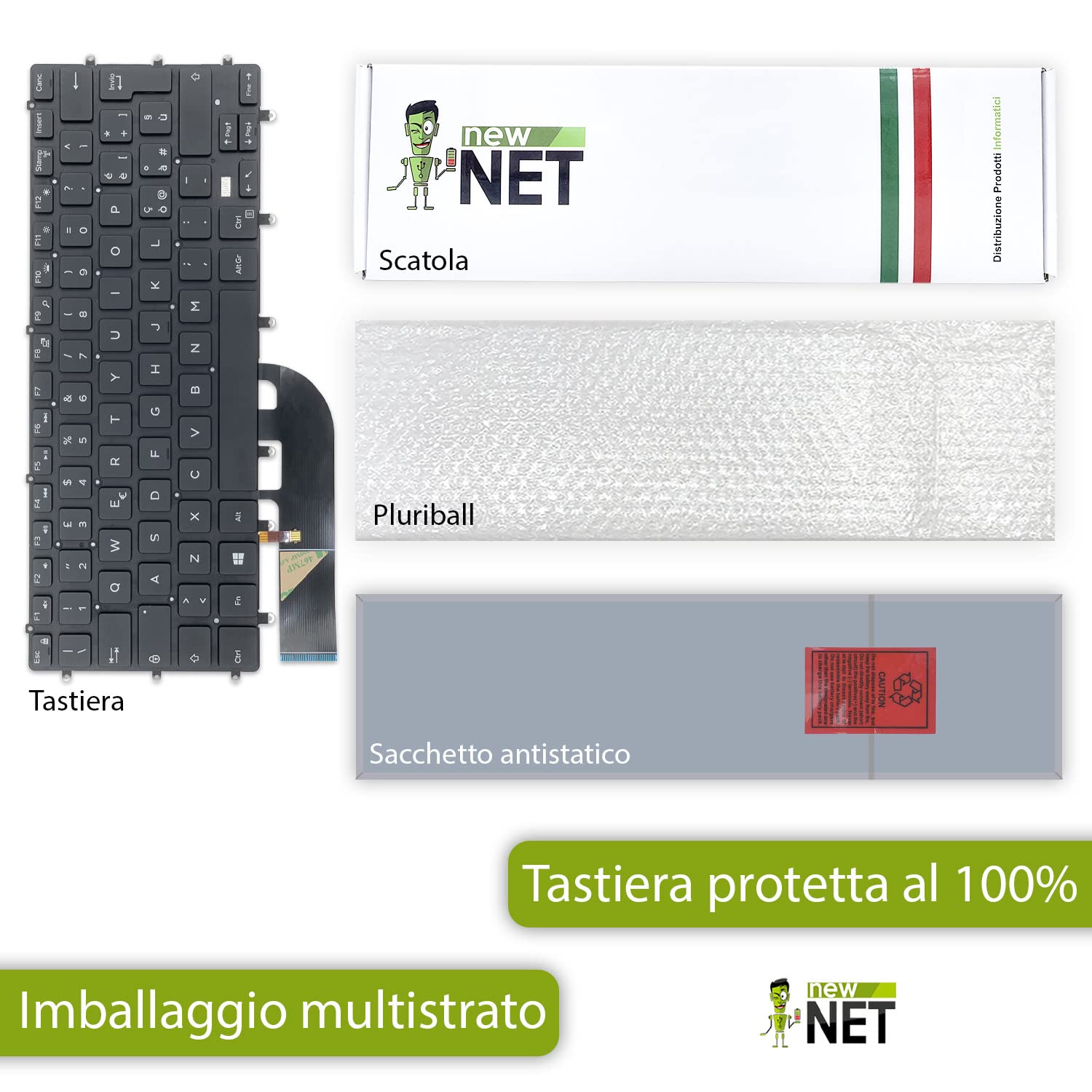 new net - Keyboards - Tastiera Italiana Compatibile con Notebook dell Precision 5520 5530 5540 5510[ Senza Frame - Retroilluminata - Layout ITA ]