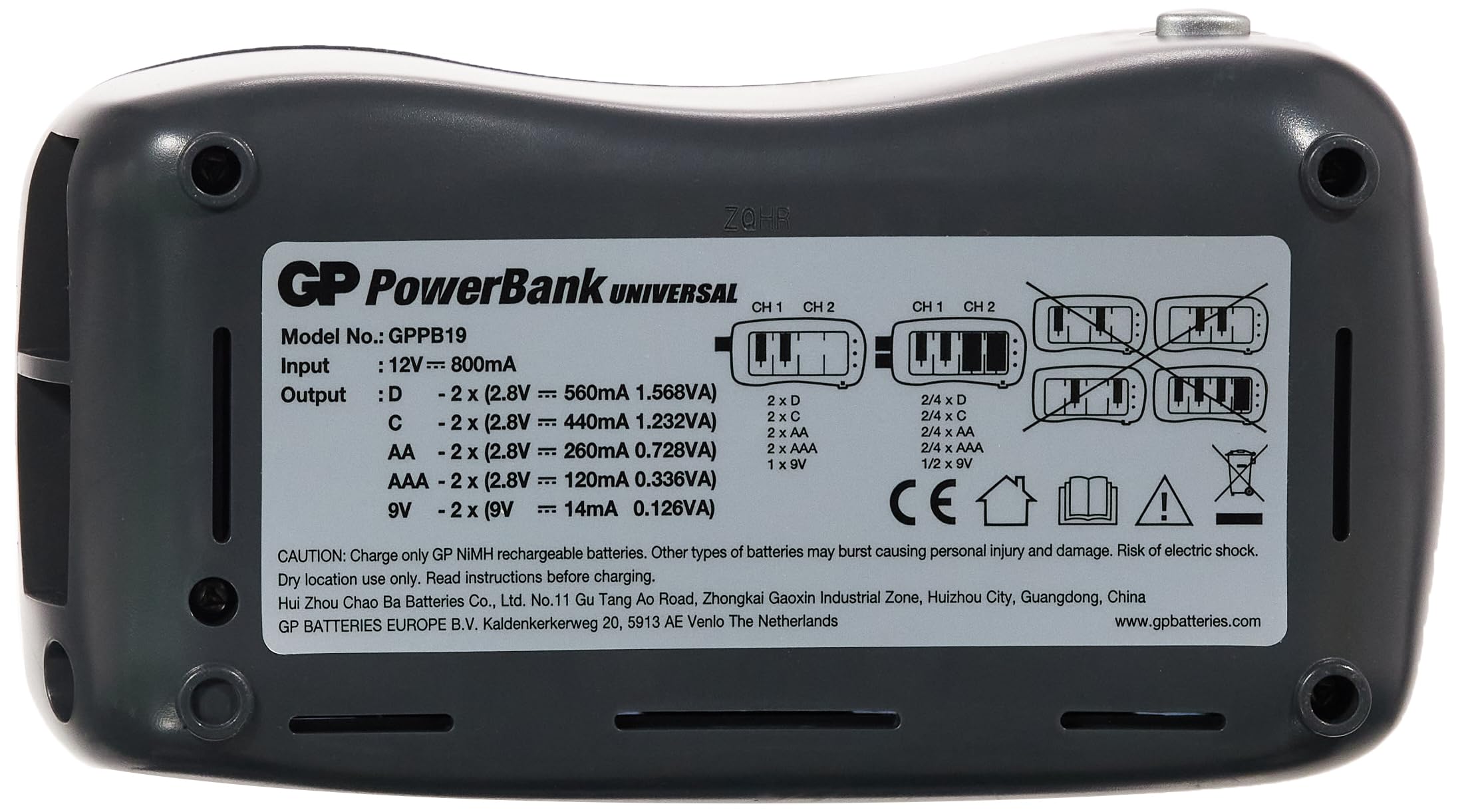 GP PB19 GS-UC1 PowerBank uniwersalna ładowarka prądu stałego do ogniw NiMh AA(A) 5 godzin blister